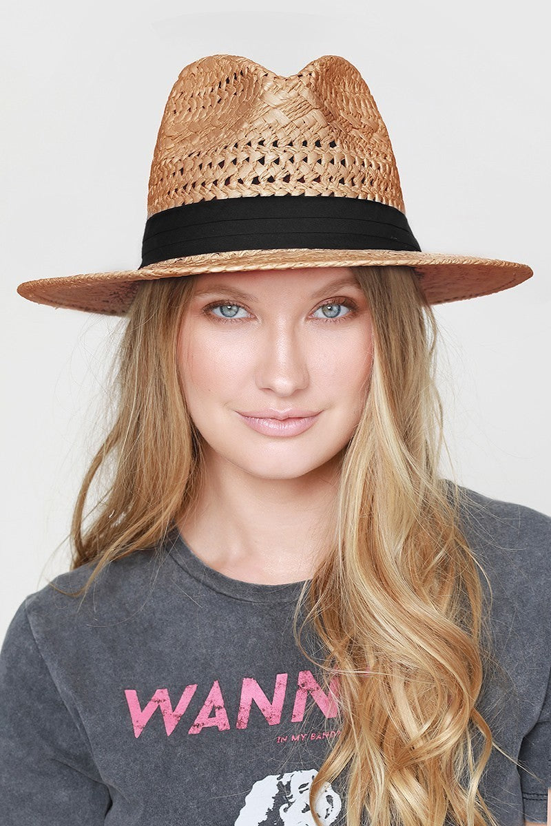 UBH048 Pattern Weave Straw Panama Hat for Men & Women - Summer Beach Vacation, Outdoor Travel, and Casual Wear Accessory