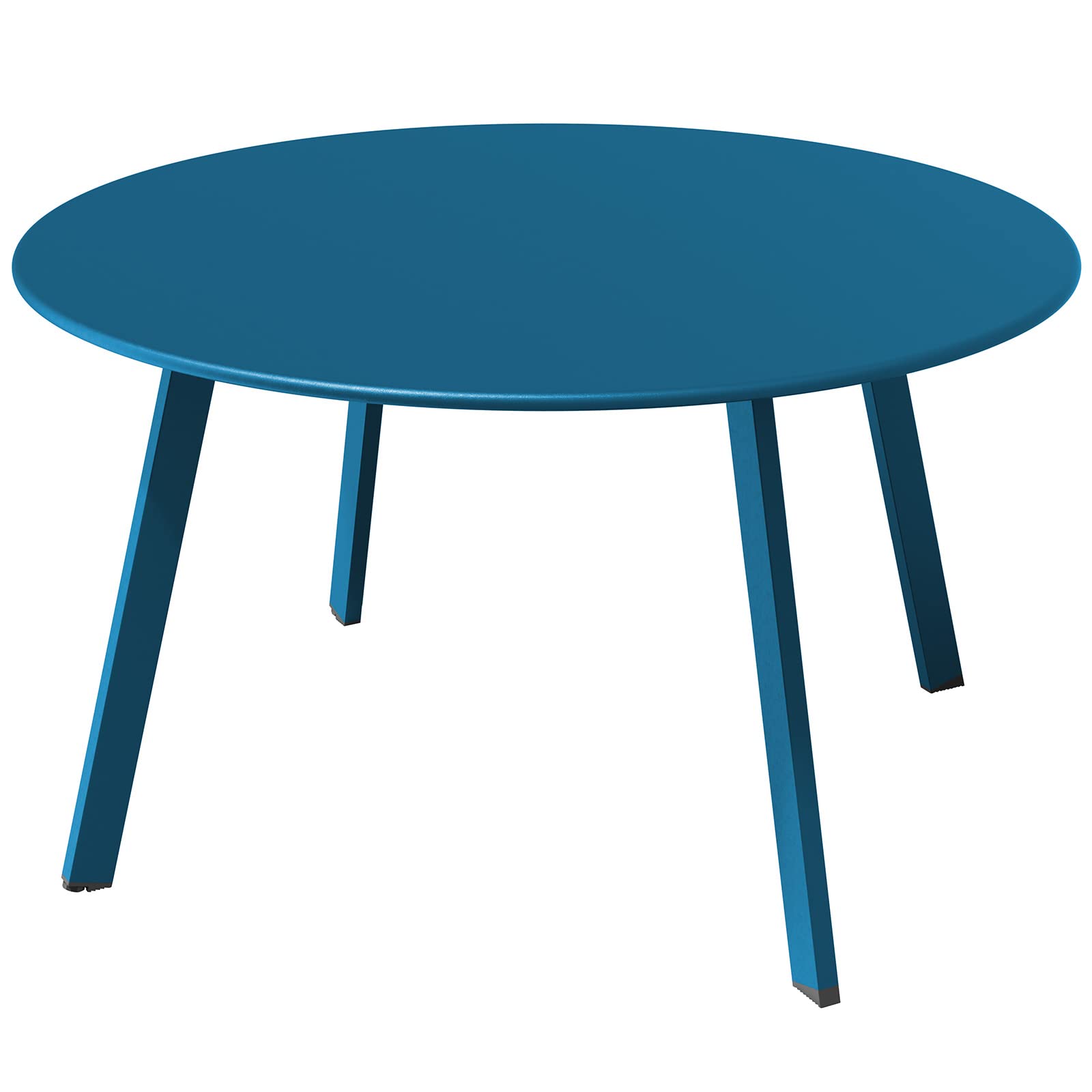 28 Inch Round Steel Coffee Table for Outdoor Patio - Peacock Blue Side Table with Rust-Resistant Finish, Perfect for Backyard, Deck, Garden & Poolside Relaxation