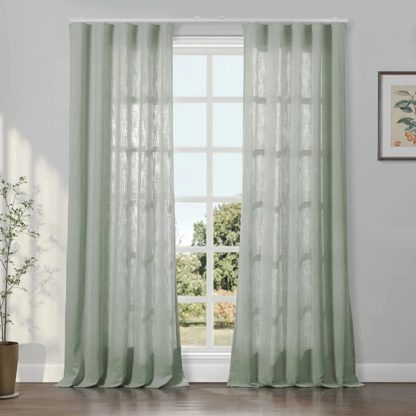 Liz Linen Ripple Fold Drapery Curtains - Elegant Window Treatments for Living Room & Bedroom Decor