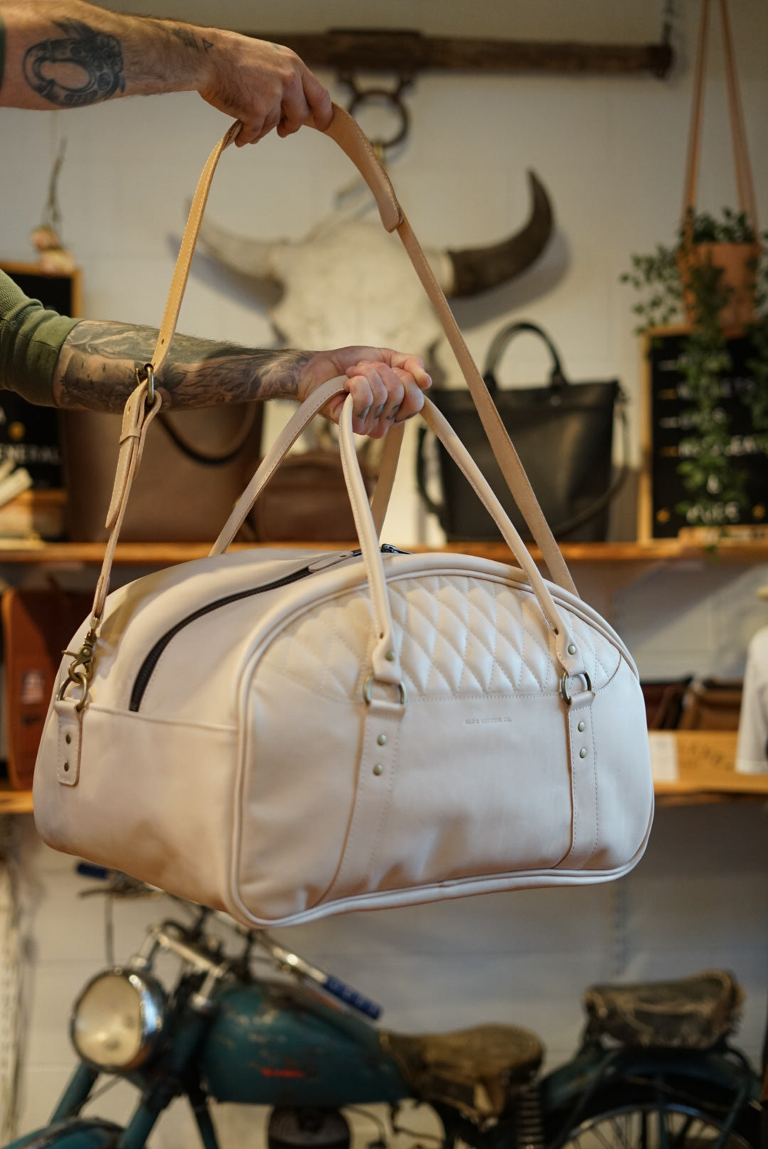 Premium Genuine Leather Rancher Duffle Bag - Natural Vegetable Tanned - Stylish Travel & Work Bag for Men & Women - Perfect for Weekend Getaways, Business Trips & Gym Essentials