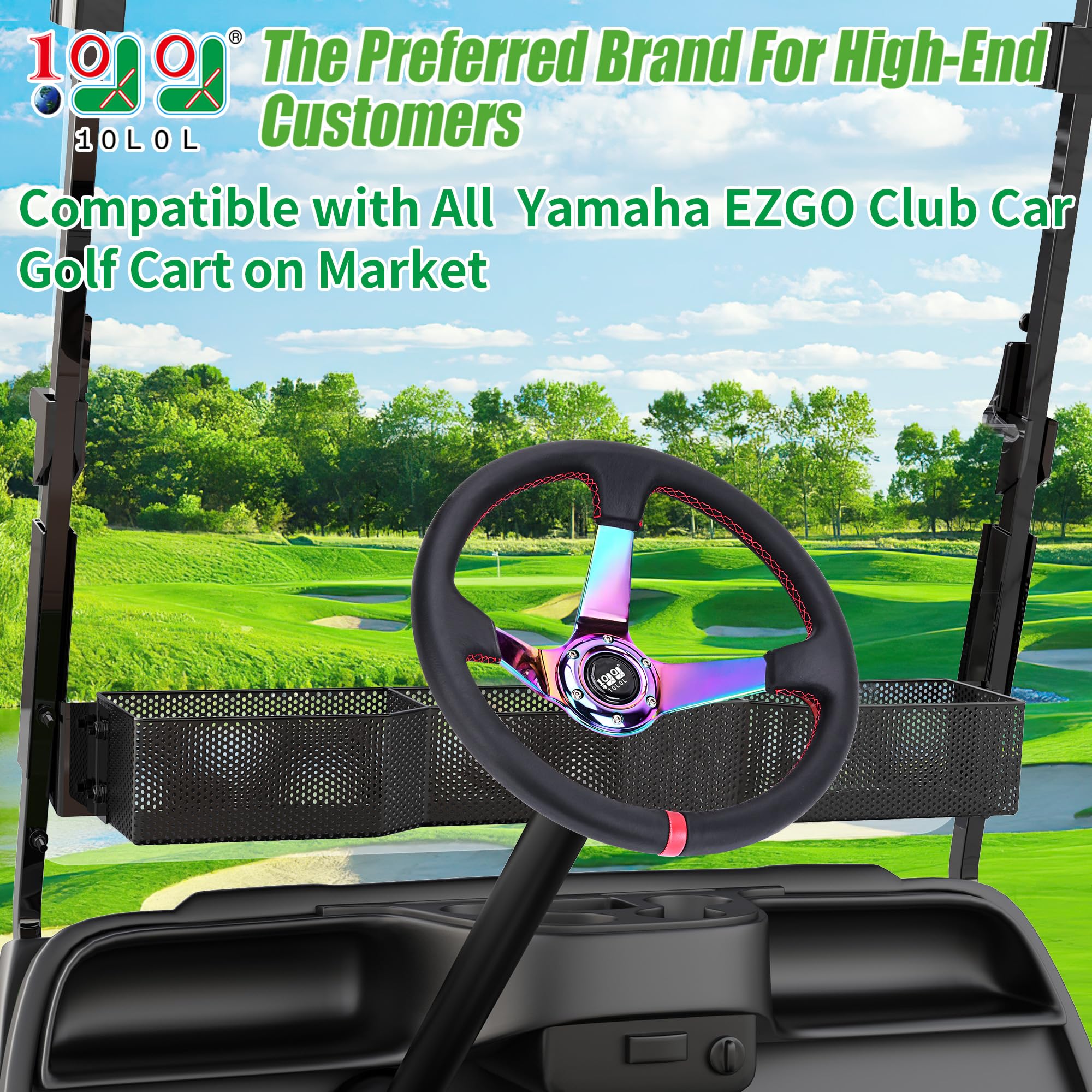Universal 10L0L Golf Cart Steering Wheel - Fits Yamaha EZGO RXV & TXT, Club Car DS, Precedent Tempo Models - Ergonomic Design for Comfortable Driving - Perfect for Golf Courses, Resorts & Neighborhood Transport