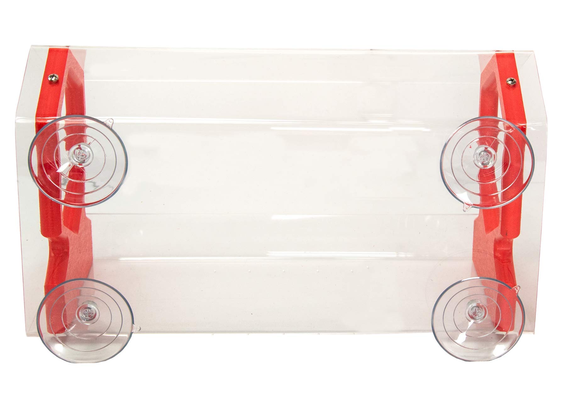 JC's Wildlife Geometric Diner 13-Window Bird Feeder - Easy to Clean & Fill, Holds 4 Cups of Seed - Clear Acrylic Window Bird Feeder with Strong Suction Cups (Red) - Perfect for Bird Watching at Home, Office or Garden