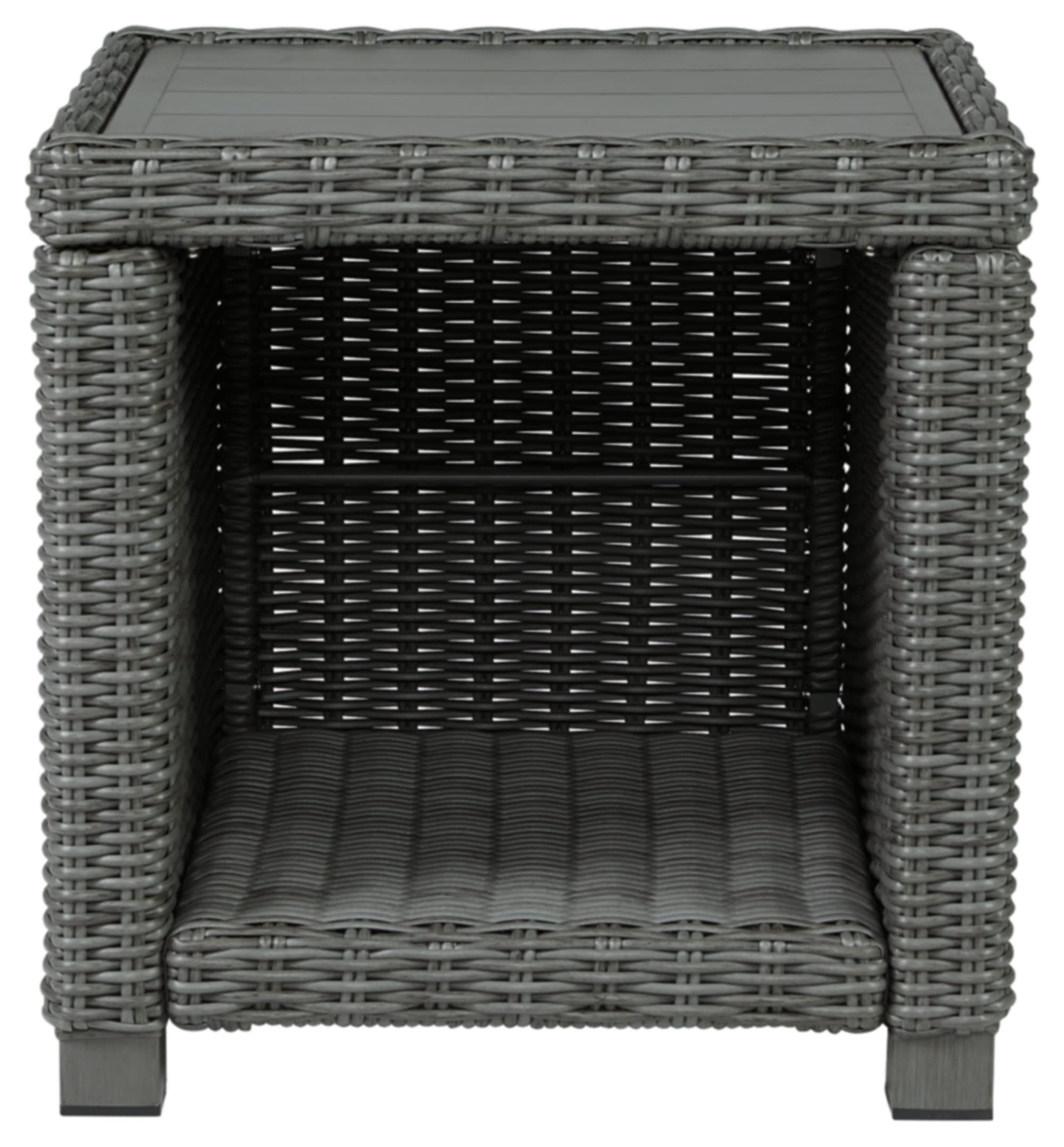 Ashley Elite Park Outdoor Wicker Patio End Table - Weather-Resistant Gray Side Table for Garden, Poolside & Patio Furniture Set