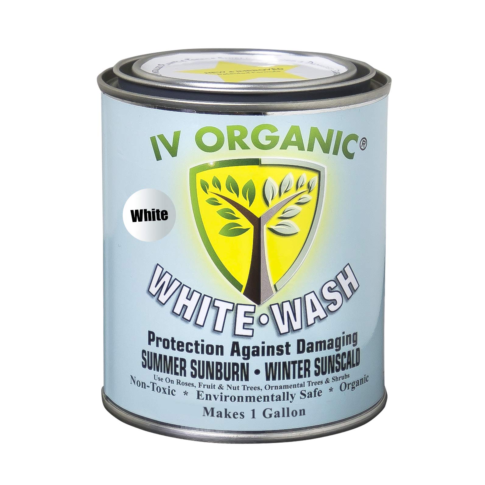 IV Organic White Wash Plant Guard - 1 Gallon (White) | Natural Sun Protection for Trees & Plants | Perfect for Orchards, Gardens & Landscaping