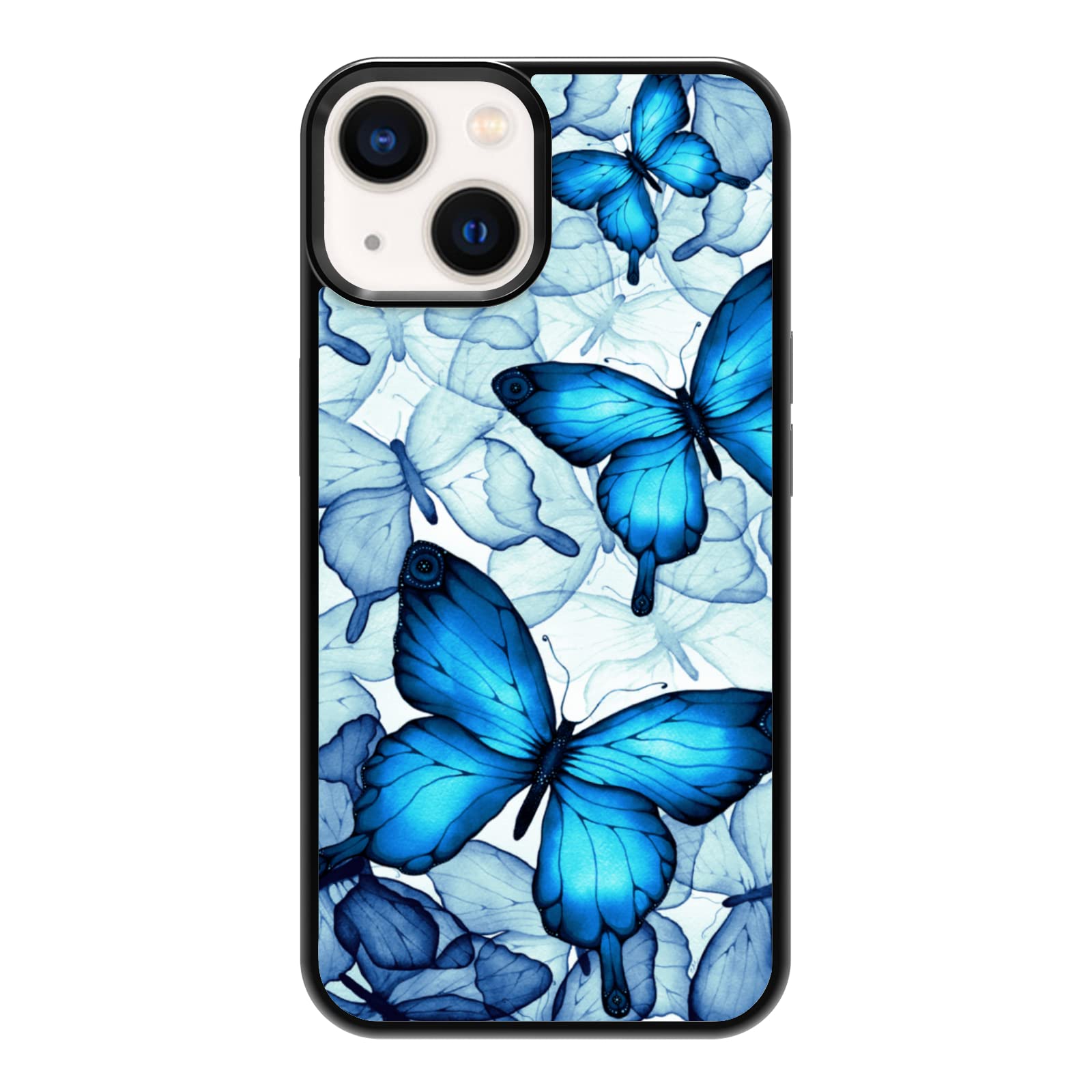 Shockproof Blue Butterfly Phone Case for iPhone 13 (6.1 Inch) - Cute Protective TPU Case Cover for Women & Teens - Perfect Gift for Girls, Birthday & Daily Use