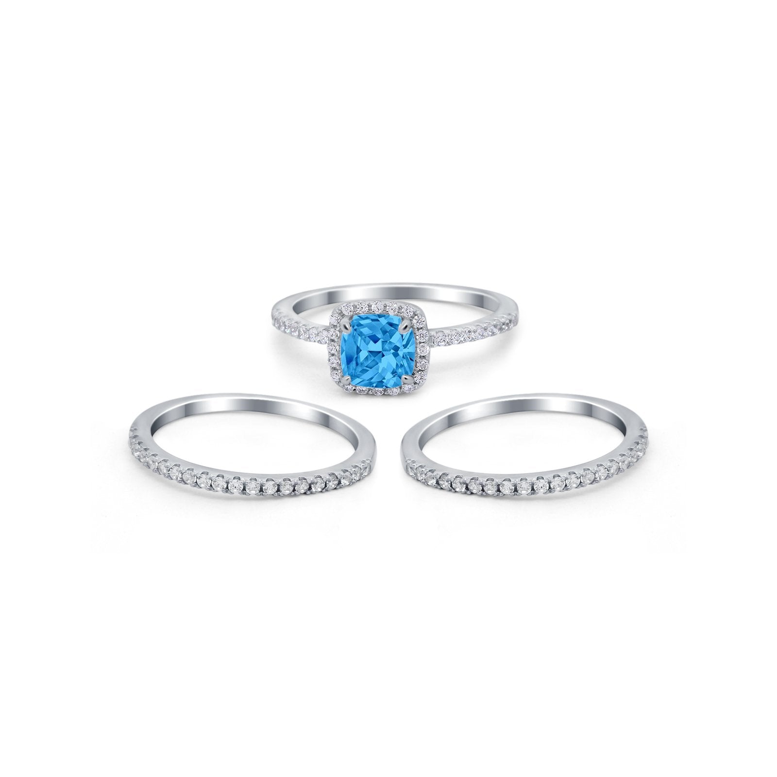 3-Piece Wedding Ring Set Round Cubic Zirconia 925 Sterling Silver Bridal Band for Women - Perfect for Engagement, Anniversary & Special Occasions