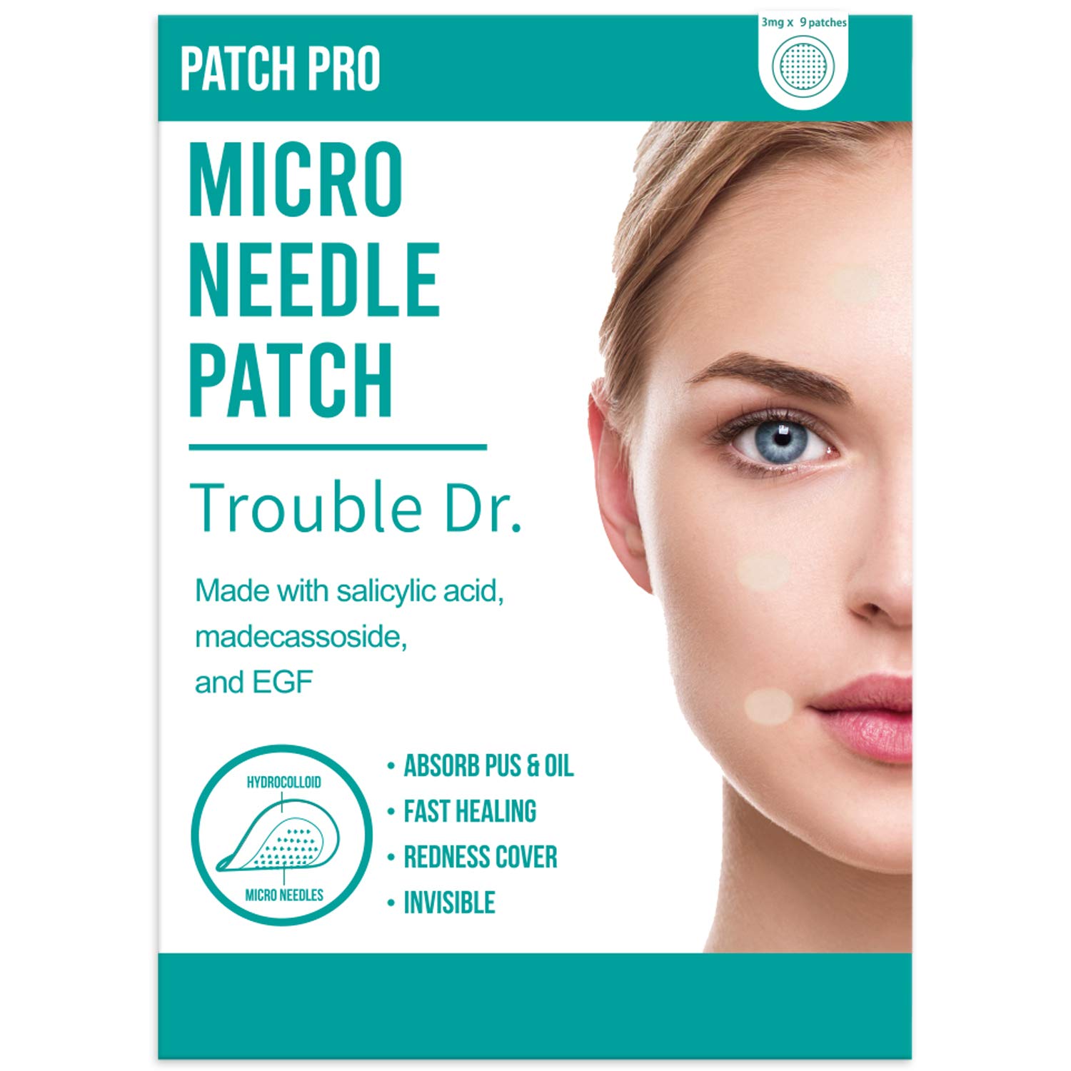 PATCH PRO Micro Pimple Patches with Salicylic Acid - 0.25mm Thin & Invisible Hydrocolloid Bandages for Acne Treatment - 9 Count Pack - Perfect for Overnight Blemish Spot Care & Daily Skincare Routine