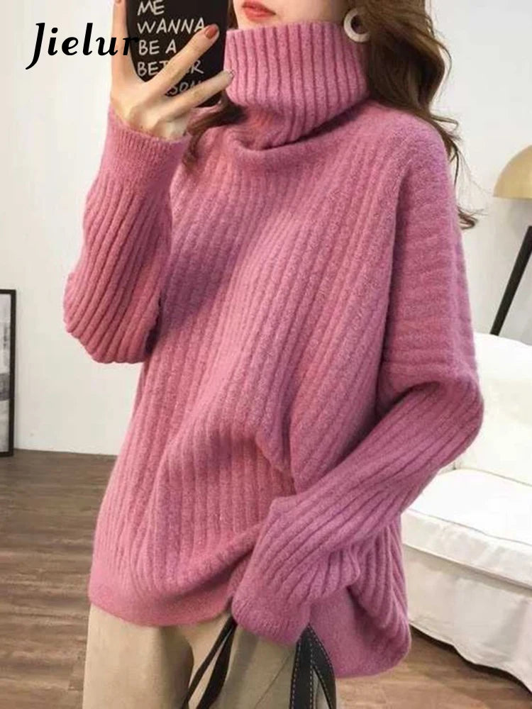 9 Color Women's Loose Knit Turtleneck Sweater - Long Sleeve Solid Pullover for Autumn & Winter | Casual Blue & Other Colors | Perfect for Office Wear, Weekend Outfits and Holiday Fashion