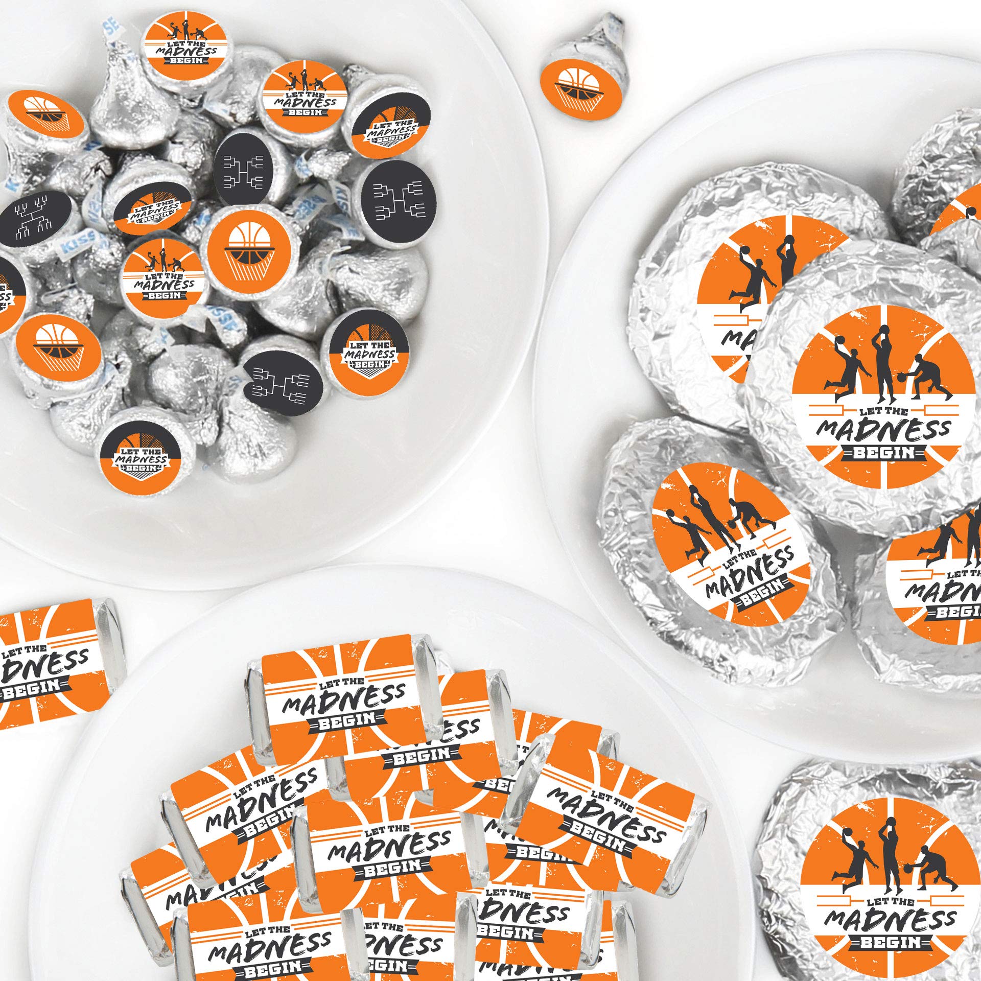Big Dot of Happiness Basketball Candy Bar Wrappers & Stickers - 304-Piece College Basketball Party Favor Kit for March Madness, Baby Showers & Game Day Treats
