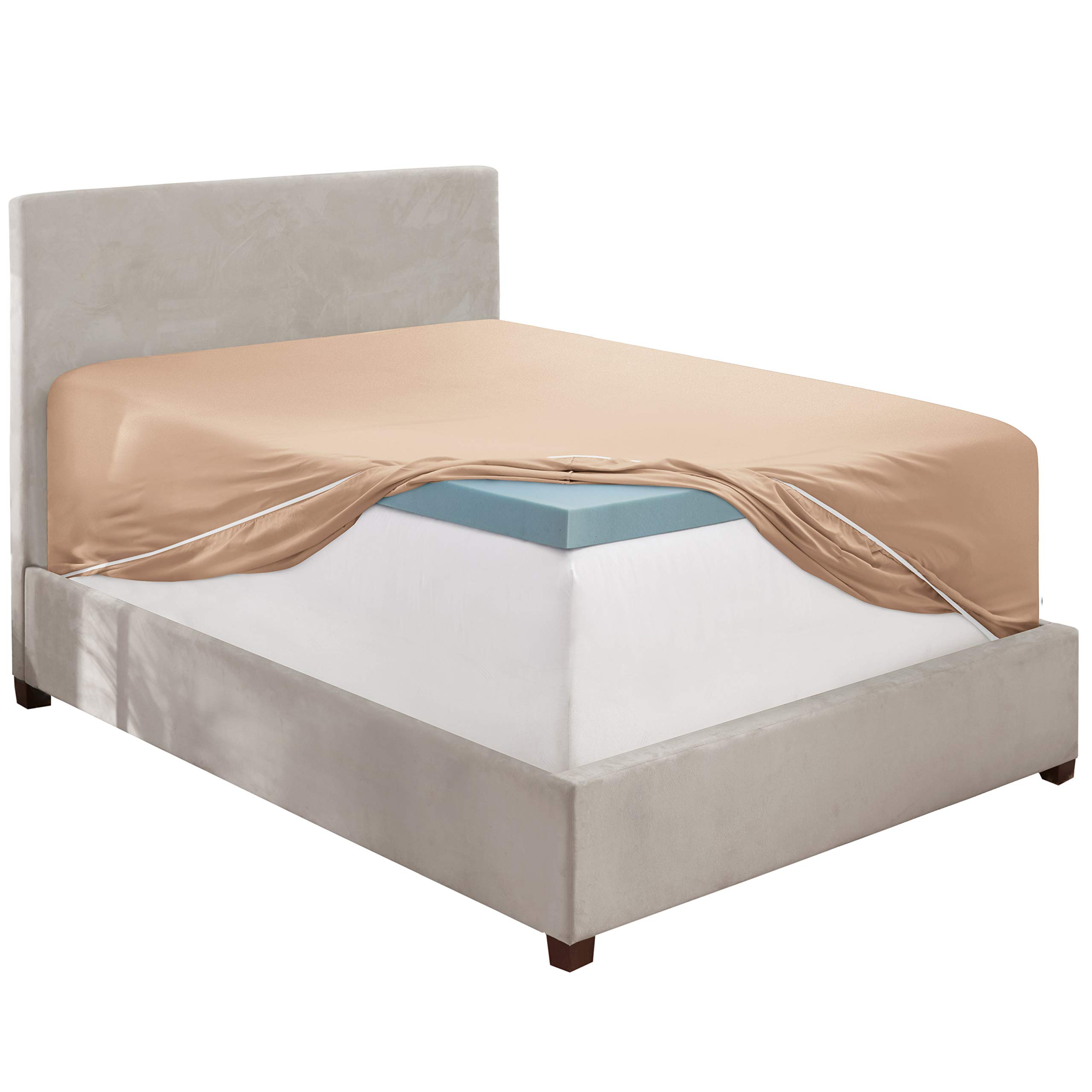 Clara Clark Twin XL Fitted Sheet - Super Soft 16 Inch Deep Pocket Mattress Cover - Wrinkle, Fade & Stain Resistant - Taupe Sand Color - Perfect for Dorms, Guest Rooms & RVs