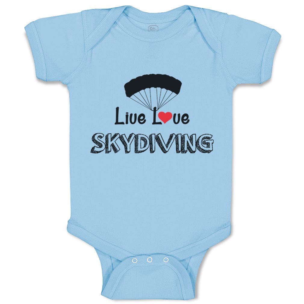 Custom Funny Skydiving Baby Bodysuit - Live Love Skydiving Cotton Onesie for Boys & Girls (18 Months, Light Blue) - Perfect for Adventure-Themed Baby Showers & Outdoor Family Photos