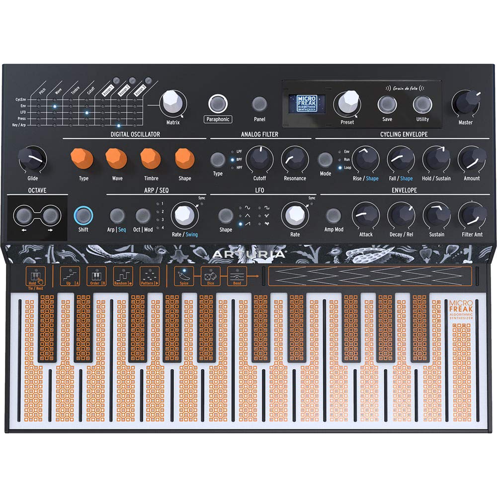 Arturia MicroFreak Vocoder Hybrid Analog/Digital Synthesizer with Advanced Digital Oscillators - Black | Bundle with Gooseneck Mic & Studio Headphones | Perfect for Music Production, Live Performances & Home Recording Studios