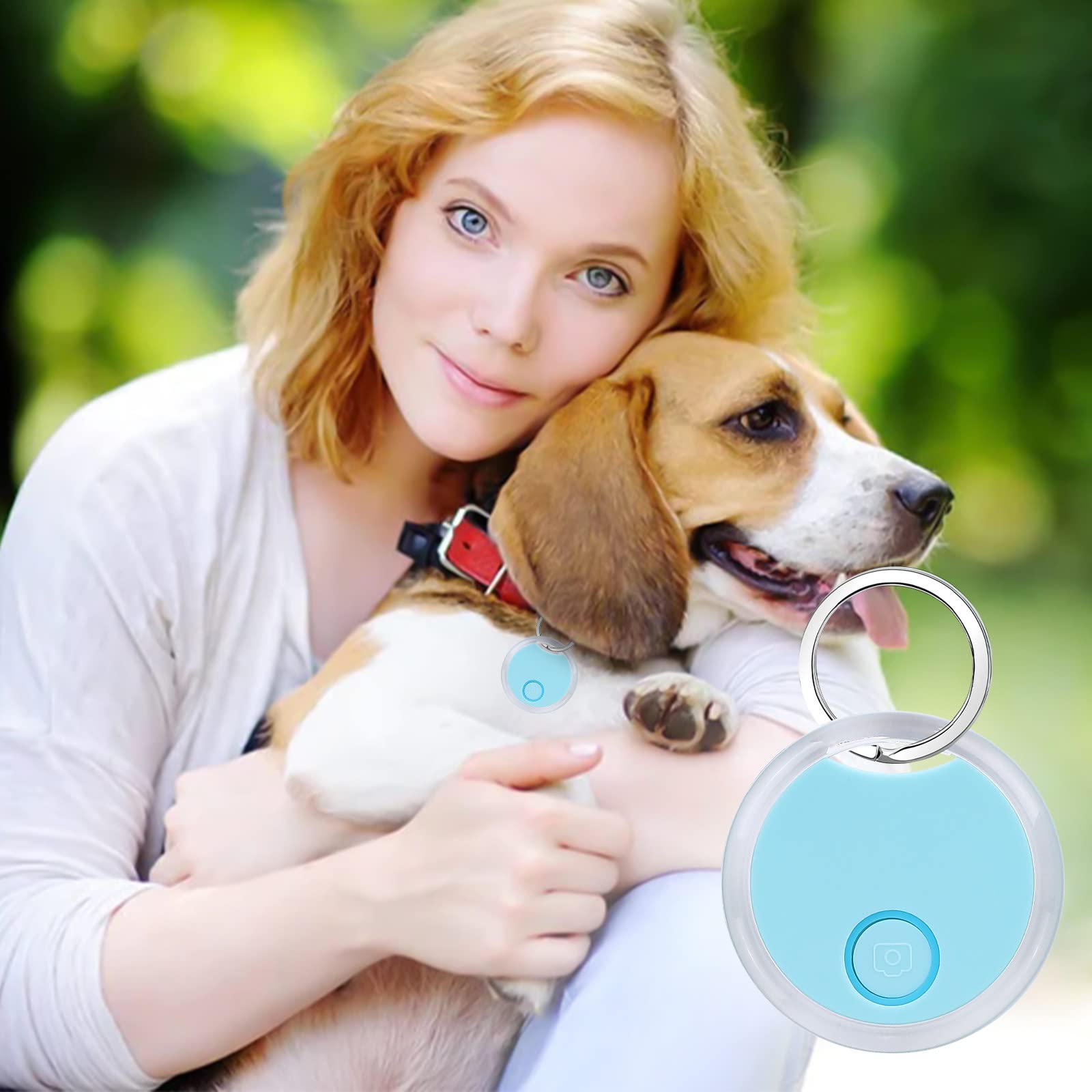Portable GPS Tracker with Bluetooth 5.0 - Waterproof Smart Anti-Loss Device for Pets, Keys, Wallet & Bags | Real-Time Location Tracking for Dogs, Cats & Valuables | Ideal for Travel, Hiking & Daily Use (Light Blue)