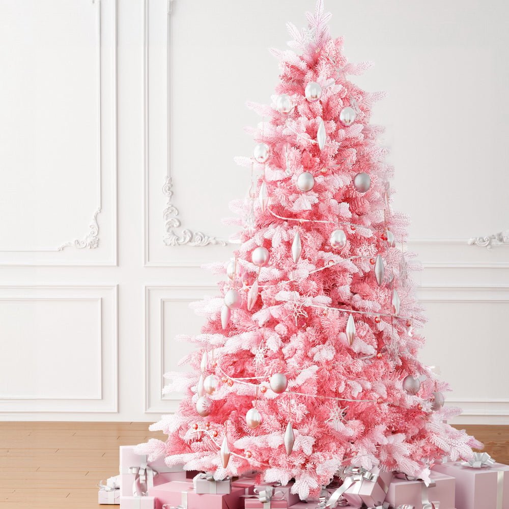 1.8m Pink Christmas Tree with 810 Tips - Snowy Xmas Party Decor for Home, Office & Holiday Celebrations