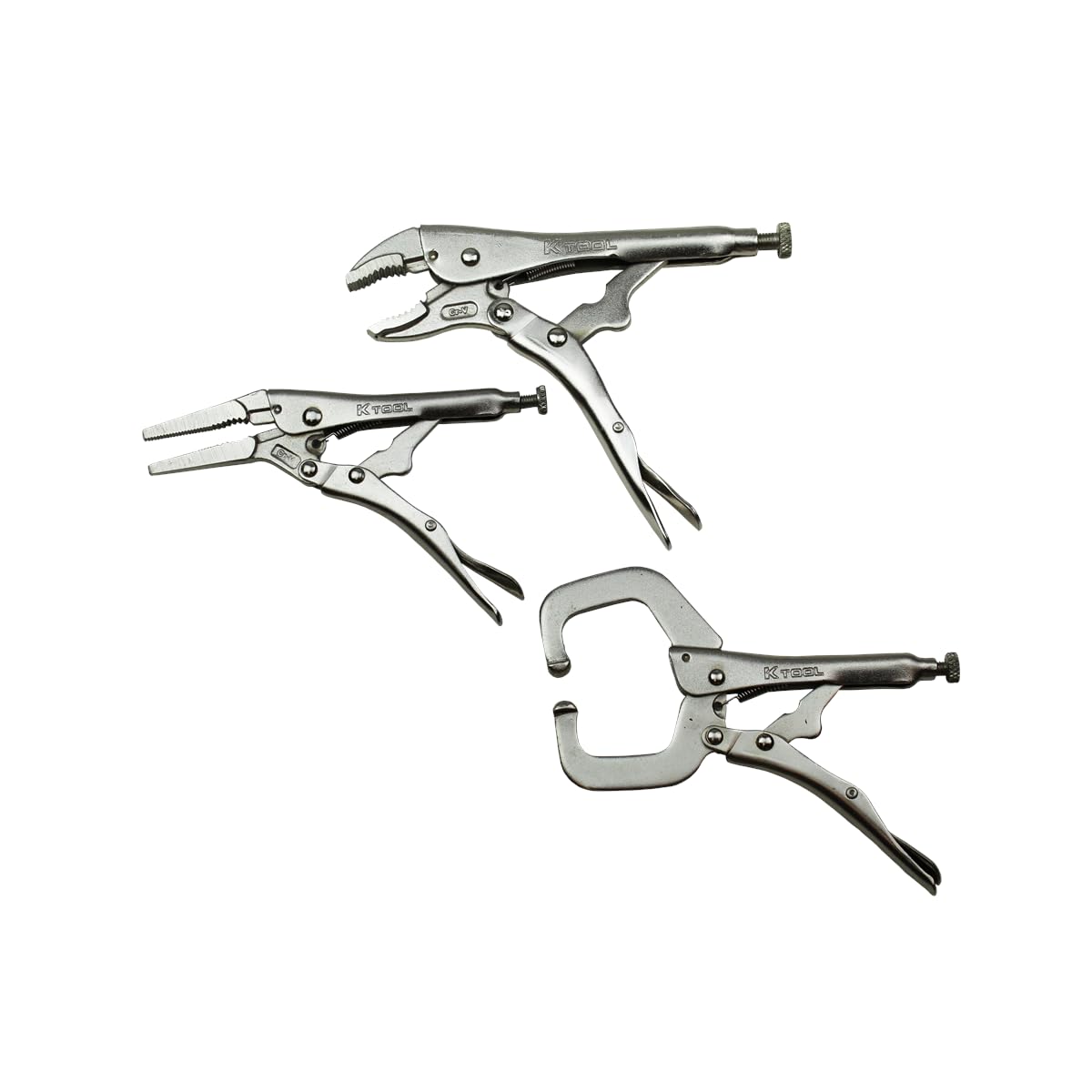 K Tool International 58730 10-Piece Automotive Vice Grip Pliers Set - Locking Straight & Curved Jaw Needle Nose Pliers for Auto Repair, DIY Projects & Garage Use | Heat-Treated Nickel Plated Steel with Organizing Tray | Perfect for Mechanics, Home Workshops & Professional Repair Shops