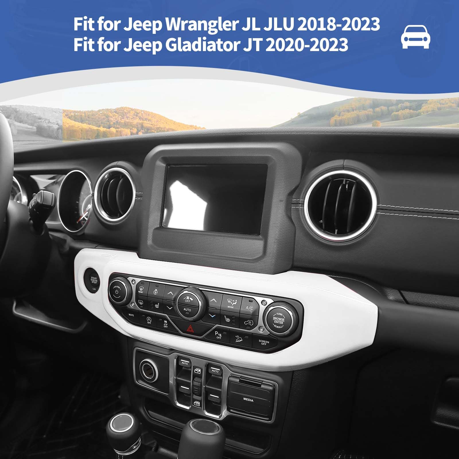 Jeep Wrangler JL & Gladiator JT (2018-2023) White Center Dash Switch Bezel Trim Cover - Interior Accessories (2-Piece Set) - Perfect for Customization & Interior Upgrades