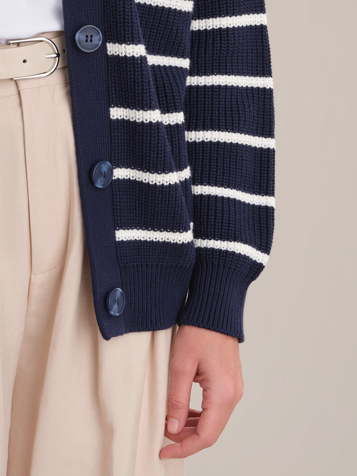 Emilia Women's Stripe Cotton Cocoon Cardigan - Soft Long Sleeve Open Front Knit Sweater for Fall & Winter | Perfect for Office, Lounge & Coffee Dates