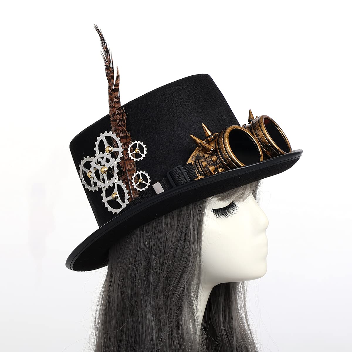Steampunk Top Hat with Goggles for Women & Men - Victorian Gothic Halloween Costume Accessory - Perfect for Cosplay, Halloween Parties, and Themed Events