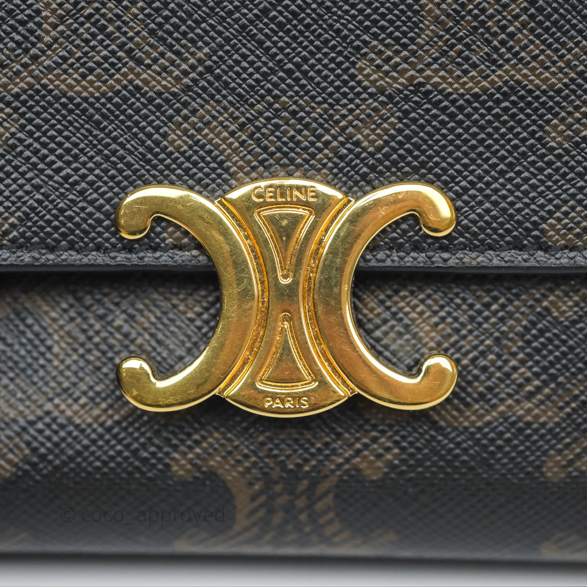 Celine Compact Wallet with Coin Pocket - Triomphe Canvas in Tan - Perfect for Everyday Use & Travel Accessories
