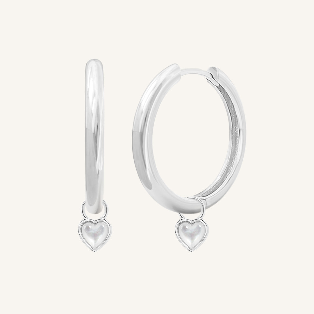 Devote Heart Plain Hoops - Minimalist Sterling Silver Hoop Earrings for Women, Everyday Wear & Special Occasions