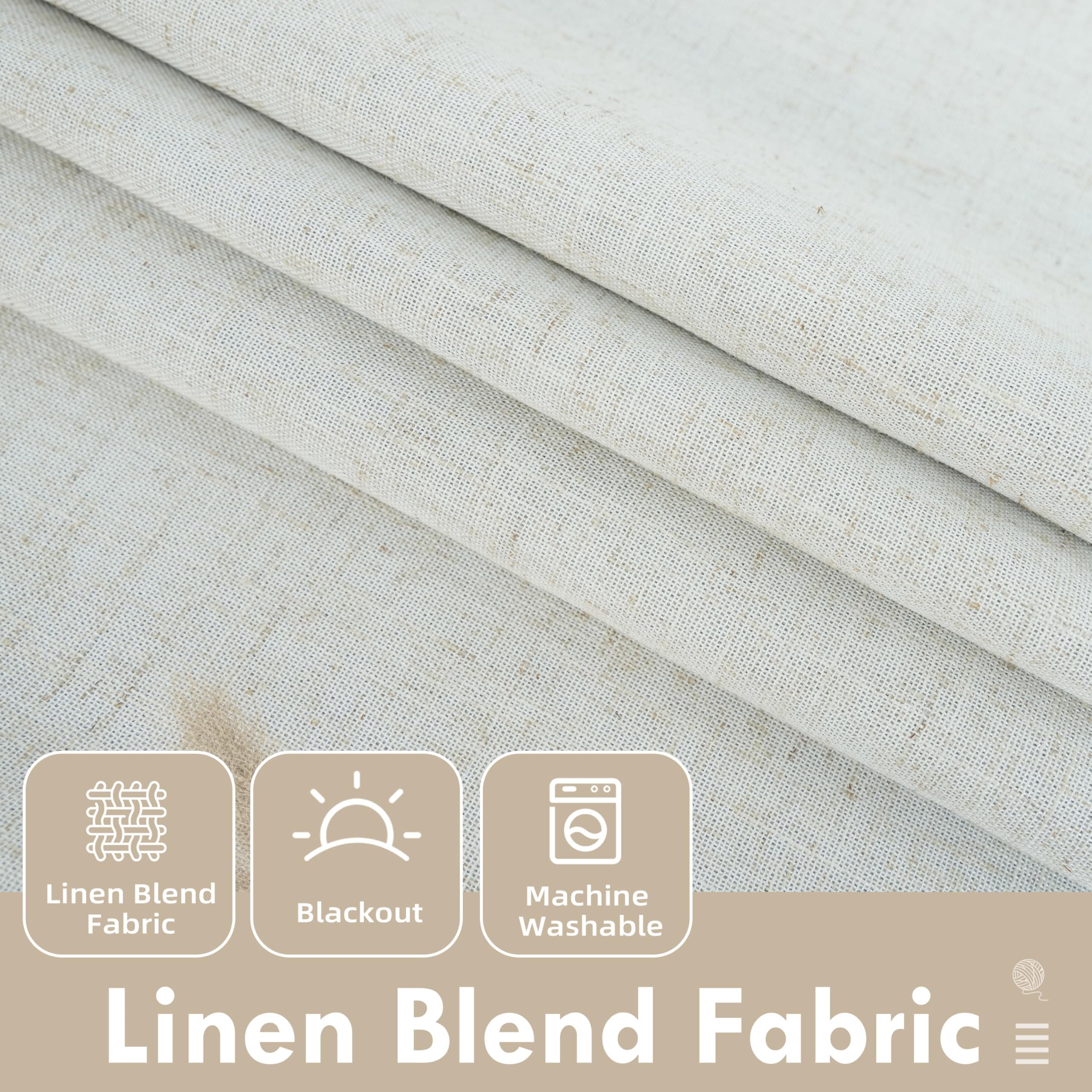 Thermal Insulated Blackout Curtains - Double Layer Linen Roman Shade with Adjustable Rod Pocket - 39