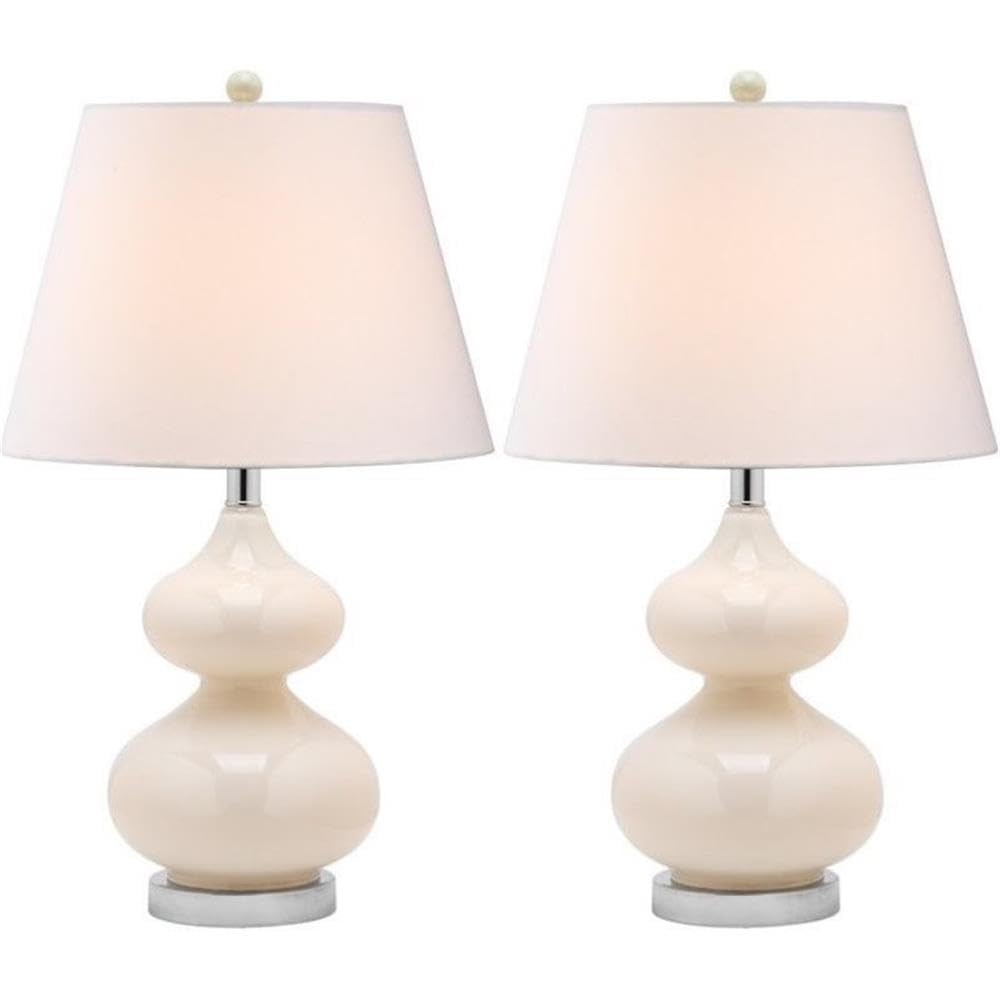SAFAVIEH Eva Modern Pearl Double Gourd Glass Table Lamp Set of 2 - 24