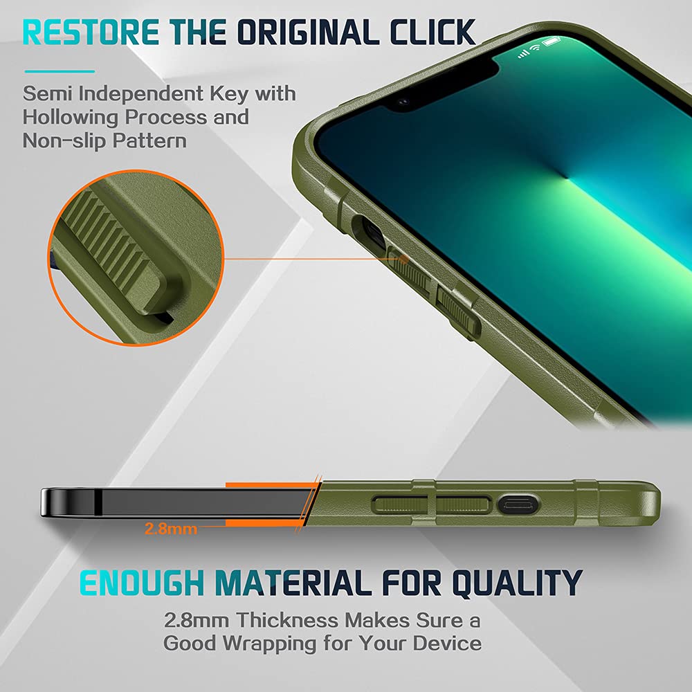 Rugged Shockproof iPhone 13 Pro Max Case (6.7 Inch) - 8FT Drop Protection, Military-Grade TPU Armor Cover - Tactical Protective Phone Case for iPhone 13 Pro Max in Army Green | Perfect for Outdoor Adventures, Construction Work & Extreme Sports