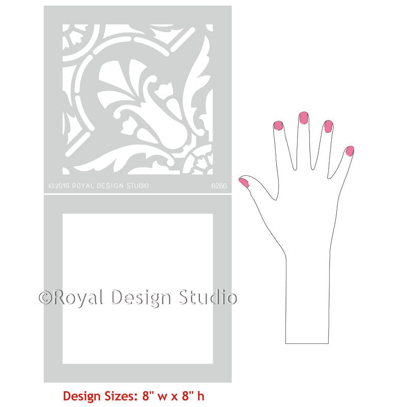 Majorca Tile Stencil - Reusable DIY Mosaic Painting Template for Floors, Walls & Furniture - Perfect for Home Decor, Bathroom Renovation & Craft Projects