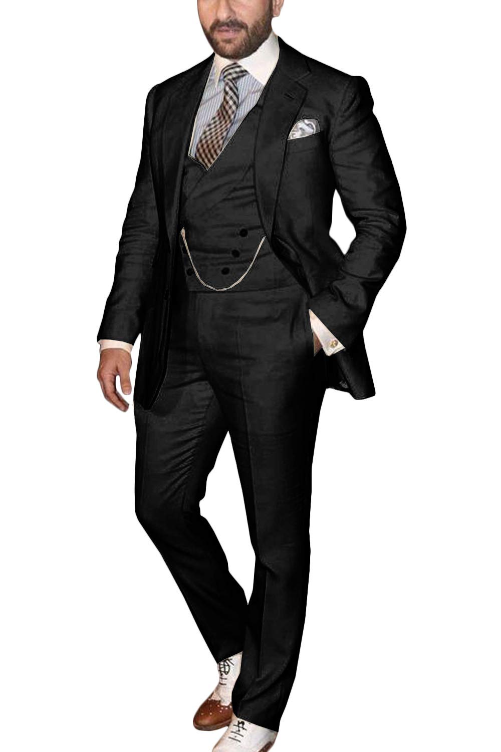 Wemaliyzd Men's 3-Piece Casual Suit Set - Notch Lapel Blazer, Waistcoat & Dress Pants | Formal Business Attire, Office Wear, Wedding & Special Occasions