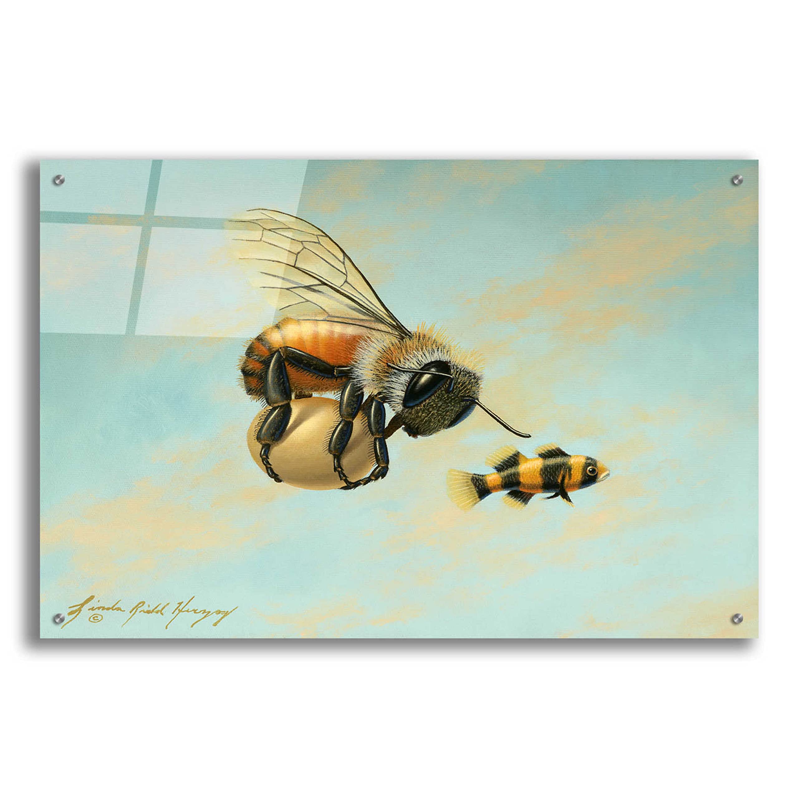 Epic Art 'Beeing Egg Snatched' by Linda Ridd Herzog - 36x24 Inch Canvas Wall Art - Vibrant Kitchen Decor & Unique Living Room Wall Decor for Modern Homes