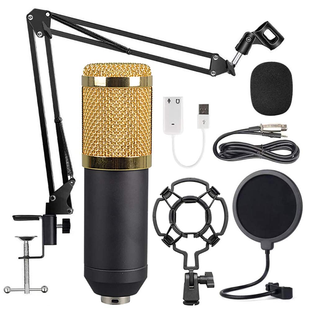 BM800 Professional Studio Condenser Microphone Kit with Suspension Boom - Blue Broadcast Mic for Live Streaming, Podcasting & Vocal Recording - Perfect for Home Studios, YouTube Creators & Voice-Over Artists