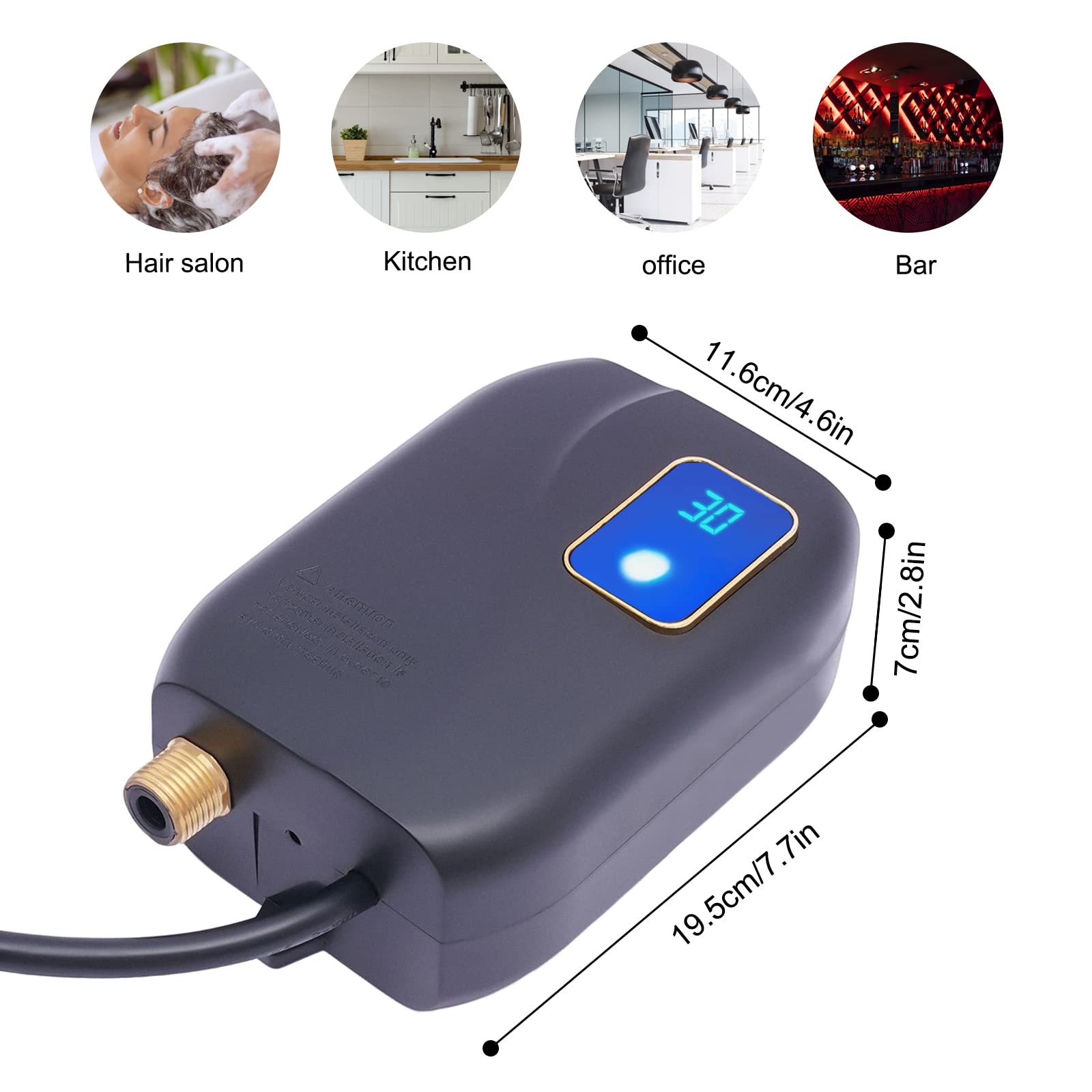 RANZHIX 110V Mini Tank Electric Water Heater - Instant Hot Water System for Bathroom, Kitchen & Washing - Compact Tankless Design (Black) | Perfect for Small Spaces, RVs, Offices & Hair Salons