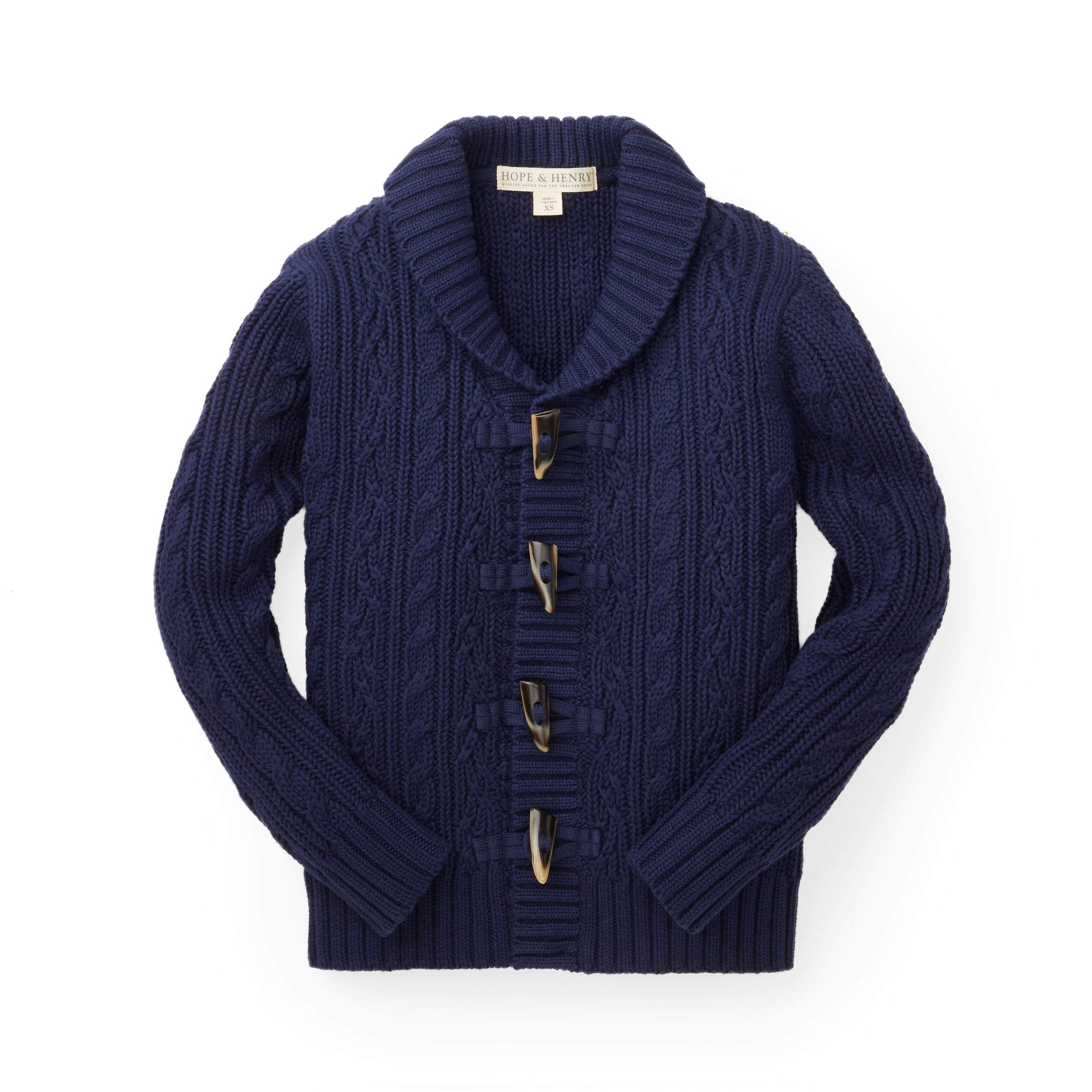 Hope & Henry Boys' Shawl Collar Sweater Cardigan - Soft Knit Pullover for Kids - Cozy Winter & Fall Outfit - Perfect for School, Holidays & Family Photos