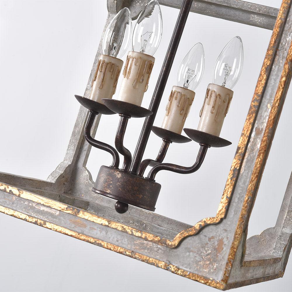 Boho Rustic Cube Chandelier - Modern Farmhouse Lighting Fixture for Dining Room, Living Room, Bedroom & Kitchen Decor