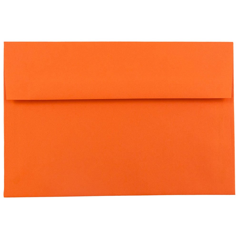 JAM PAPER A7 Colored Invitation Envelopes 5.25 x 7.25 Inches - Orange Recycled Paper - Bulk Pack of 500 - Perfect for Wedding Invitations, Greeting Cards & Business Correspondence