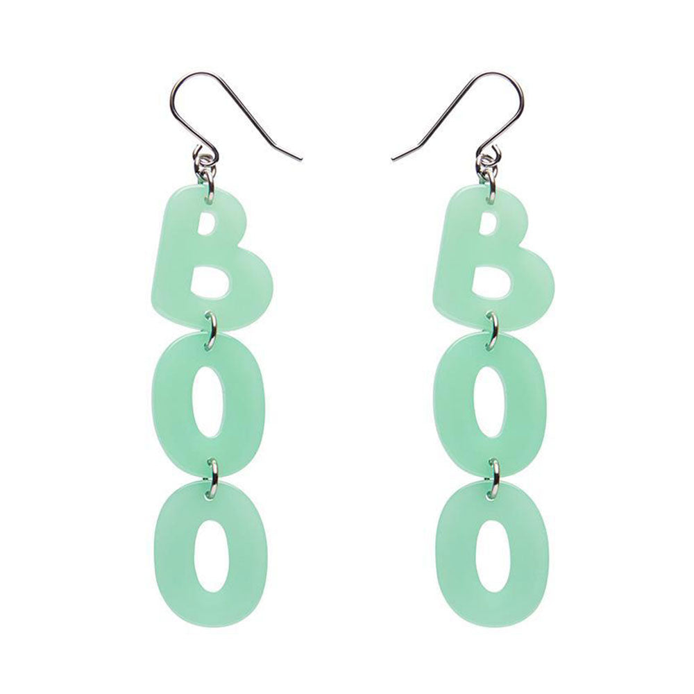 Glow in the Dark Boo Drop Earrings - Halloween Ghost Jewelry by Erstwilder | Perfect for Spooky Parties, Costume Accessories & Unique Gifts