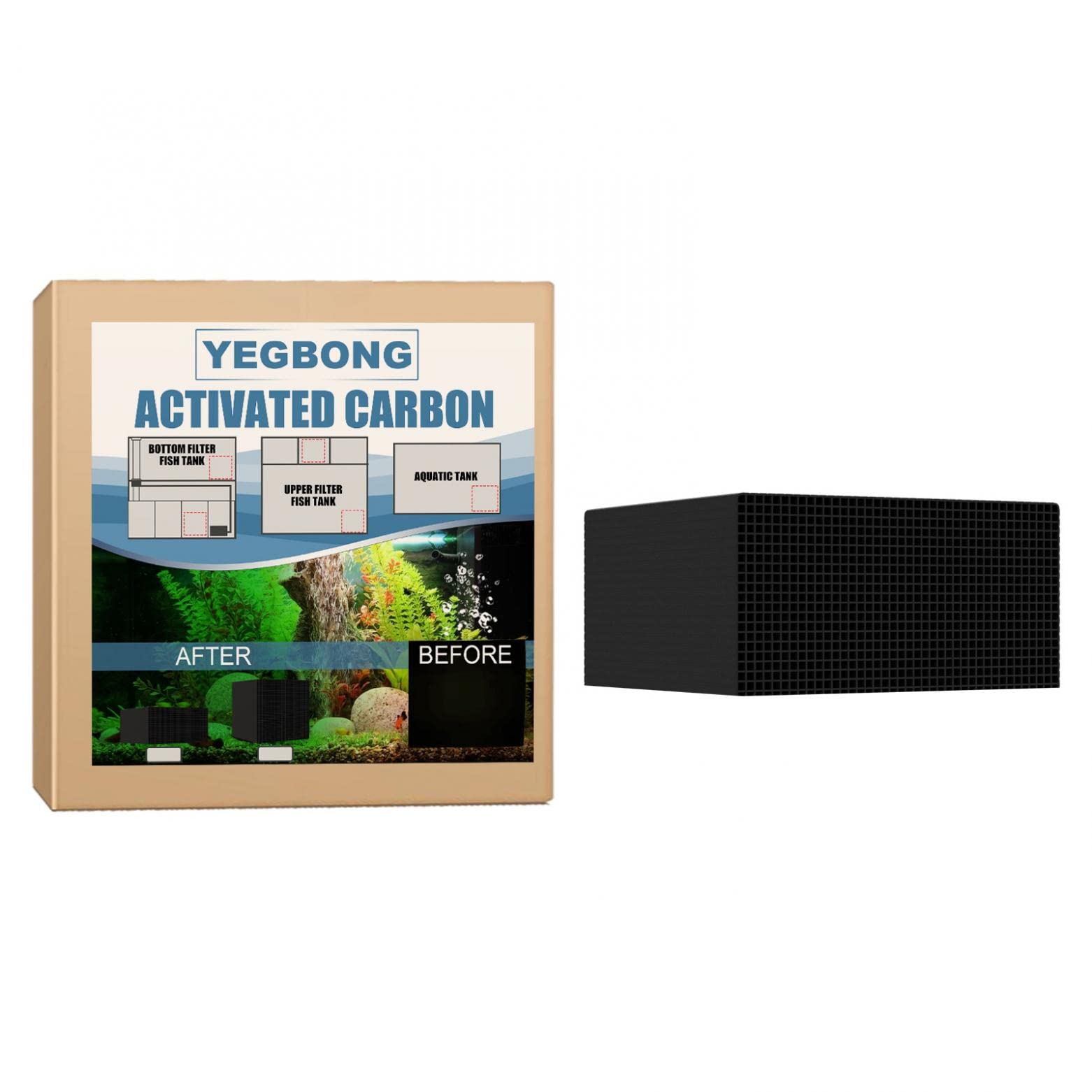 Premium Honeycomb Activated Carbon Water Purifier for Aquarium & Livestock - Eco-Friendly Fish Tank Filter, Horse Water Clarifier - Box Packaged for Easy Use in Home Aquariums, Ponds & Animal Drinking Systems