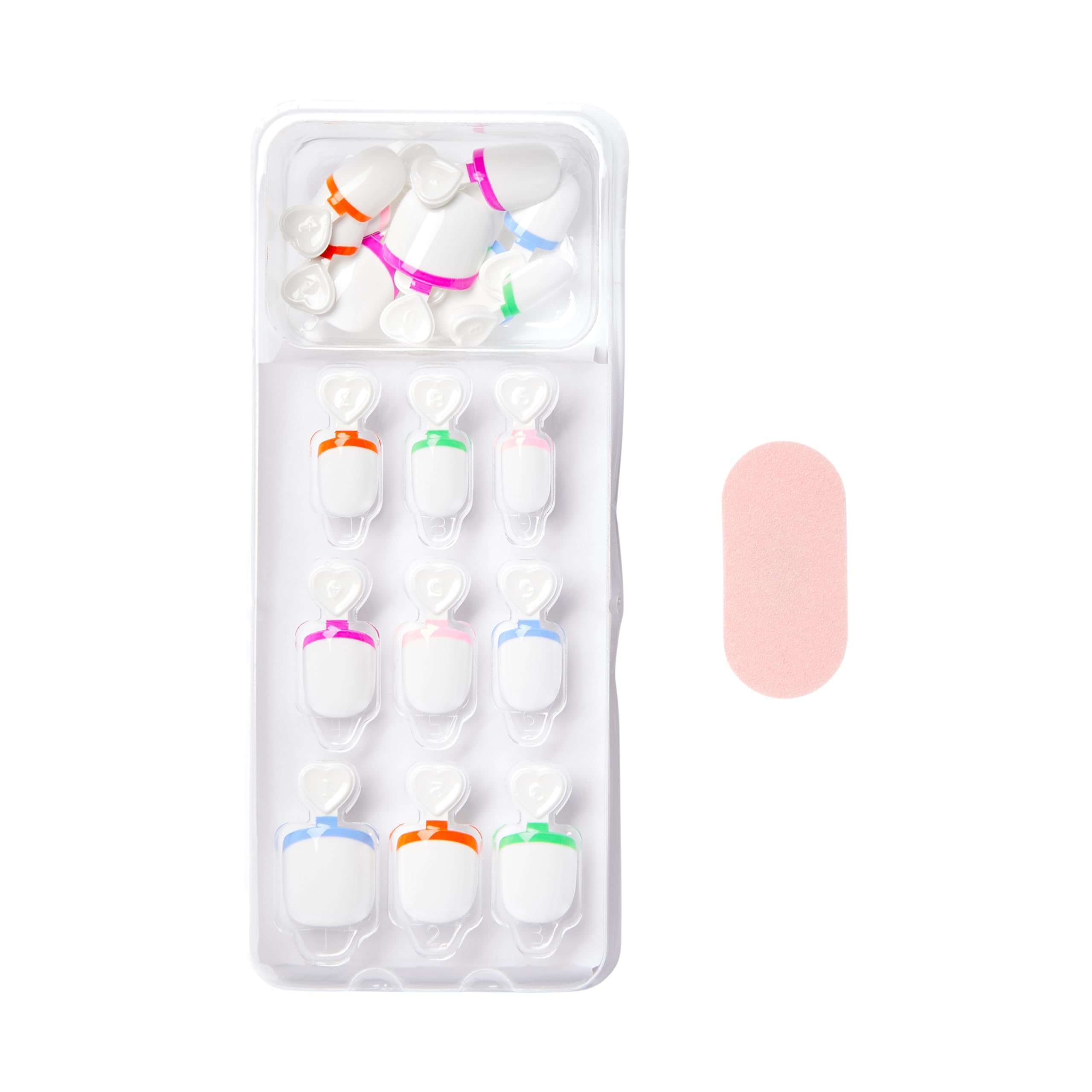 KISS imPRESS Mini Press-On Nails for Kids - French Pop Design | Easy Beginner Nail Art Kit with 20 Fake Nails & Nail File | Perfect for Birthday Parties, Playdates & Dress-Up Fun