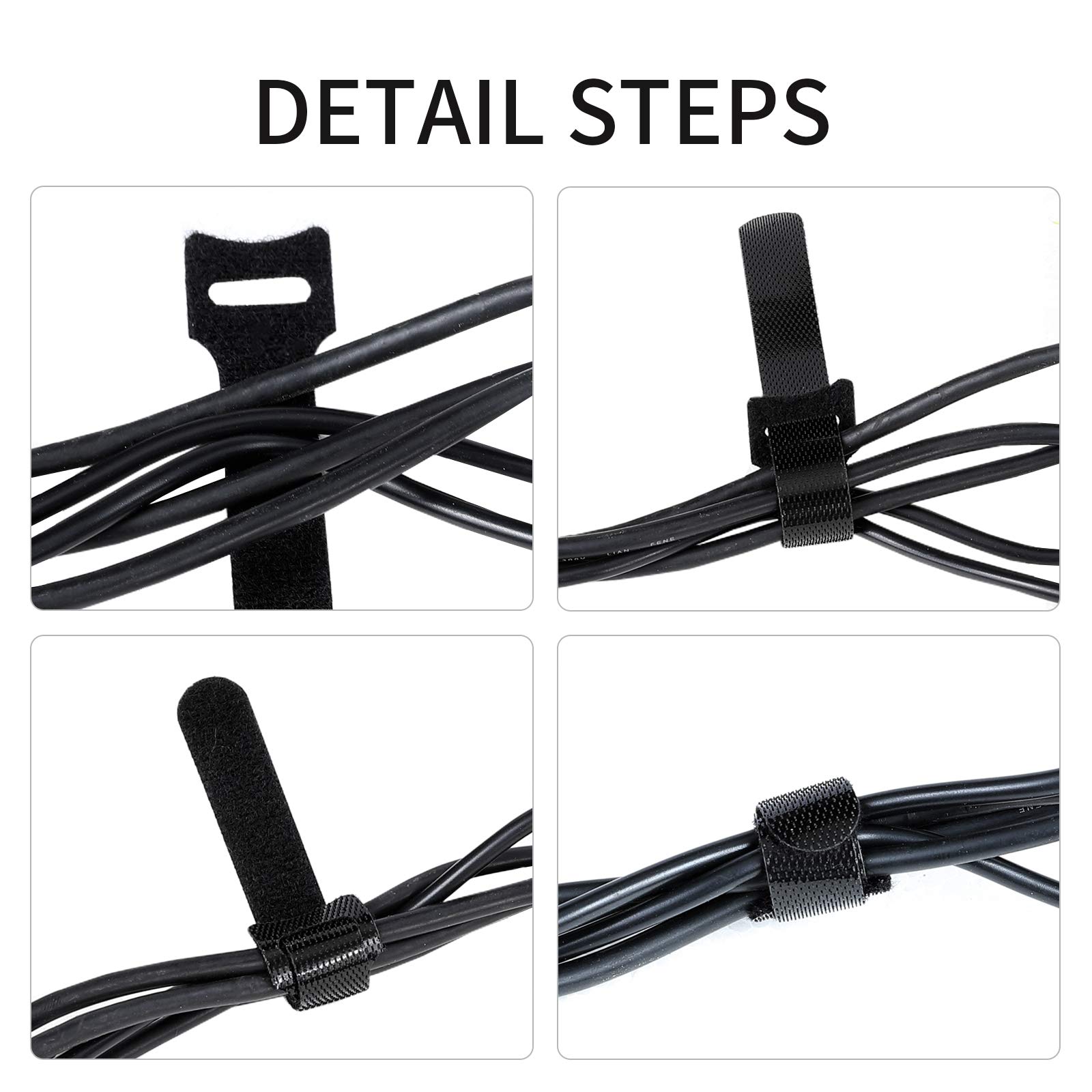 100 Pack 6-Inch Reusable Fastening Cable Ties - Black Cord Organizer for Home Office, Electronics, and DIY Cable Management