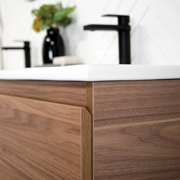 ADP Glacier Lite Slim Vanity with Ceramic Top - Modern Bathroom Storage for Small Spaces | Perfect for Powder Rooms, Apartments & Tiny Homes
