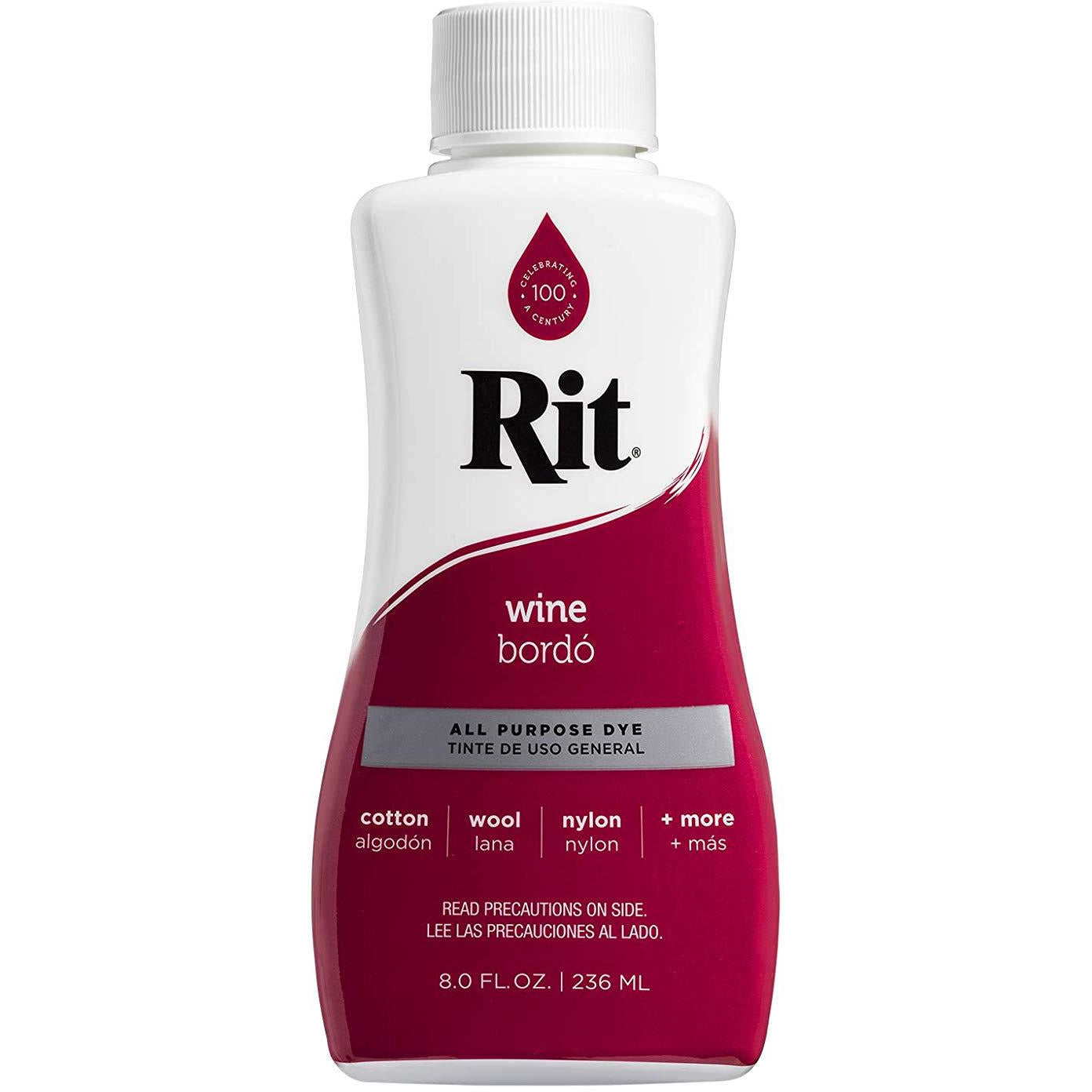 RIT All-Purpose Liquid Fabric Dye - 8 Fl. Oz (237ml) for Clothes, Shoes & Home Decor - Perfect for DIY Projects, Tie-Dye & Fabric Restoration