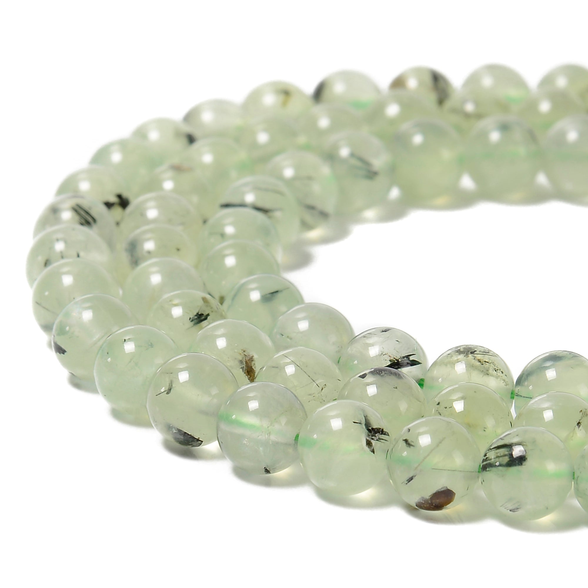 Prehnite Smooth Round Beads - 6mm, 8mm, 10mm, 12mm, 14mm, 15.5mm Strand - Natural Gemstone Beads for Jewelry Making, DIY Crafts, and Healing Crystal Bracelets