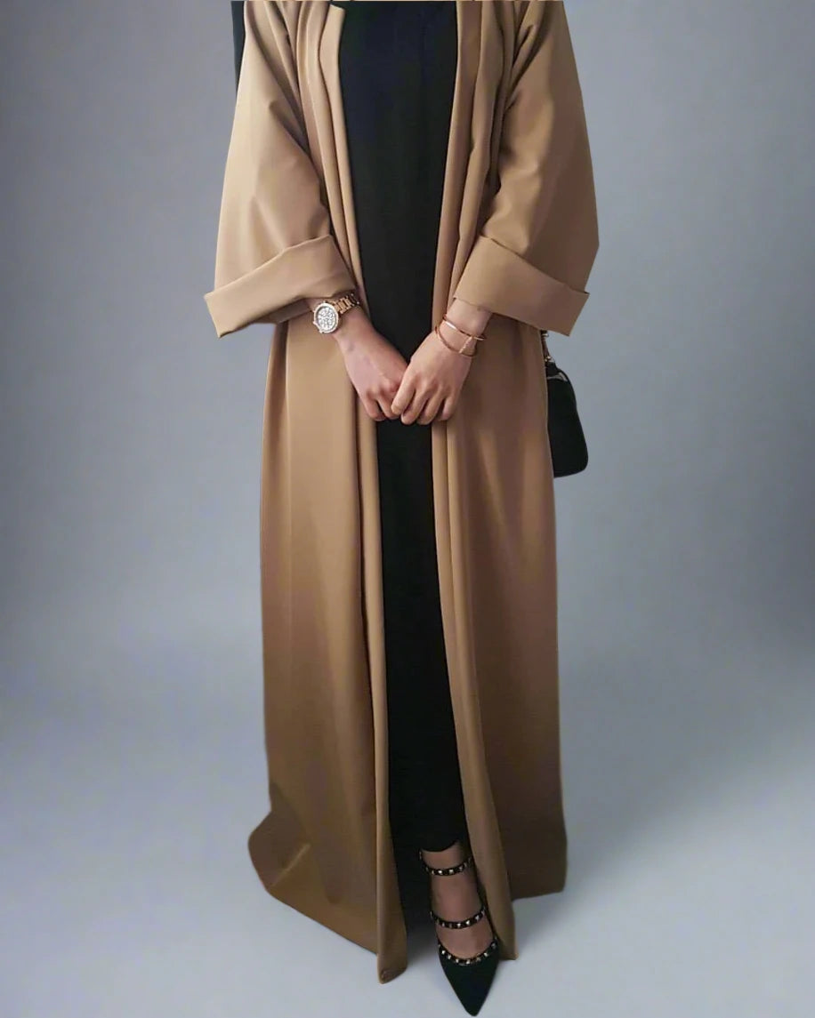 Elegant Islamic Women's Saudi Open Abaya - Modest Muslim Prayer Dress for Mosque & Daily Wear
