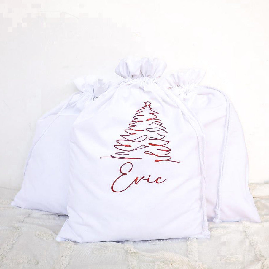 Personalized Santa Sack Christmas Tree Name Vinyl Decal - Perfect for Holiday Gifts, Stocking Stuffers & Festive Home Decor