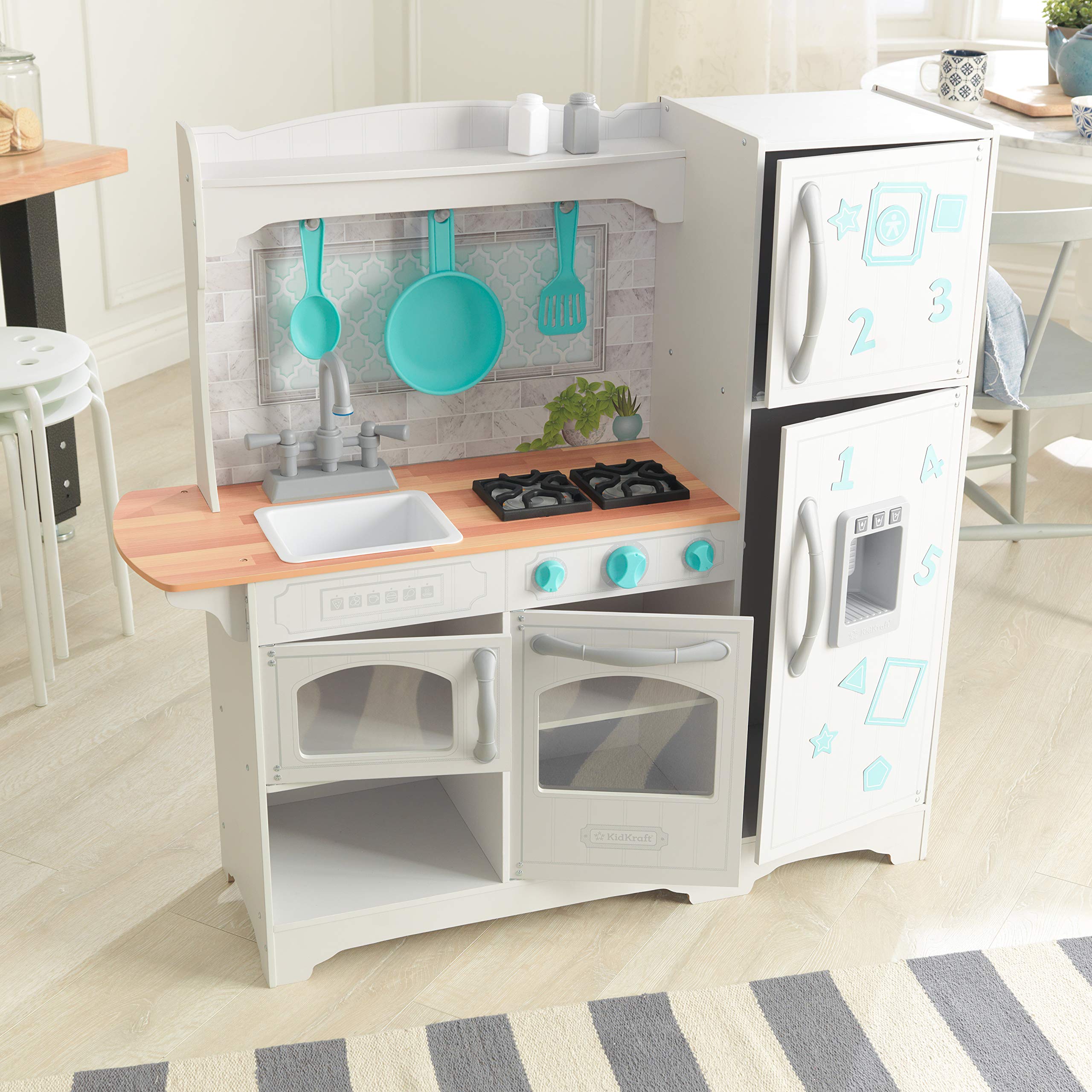 KidKraft Countryside Wooden Play Kitchen Set with Fridge Magnets, Ice Maker & Accessories - Pretend Play Toy for Toddlers & Kids - Perfect for Home, Preschool & Role-Playing Games (Amazon Exclusive 53424)