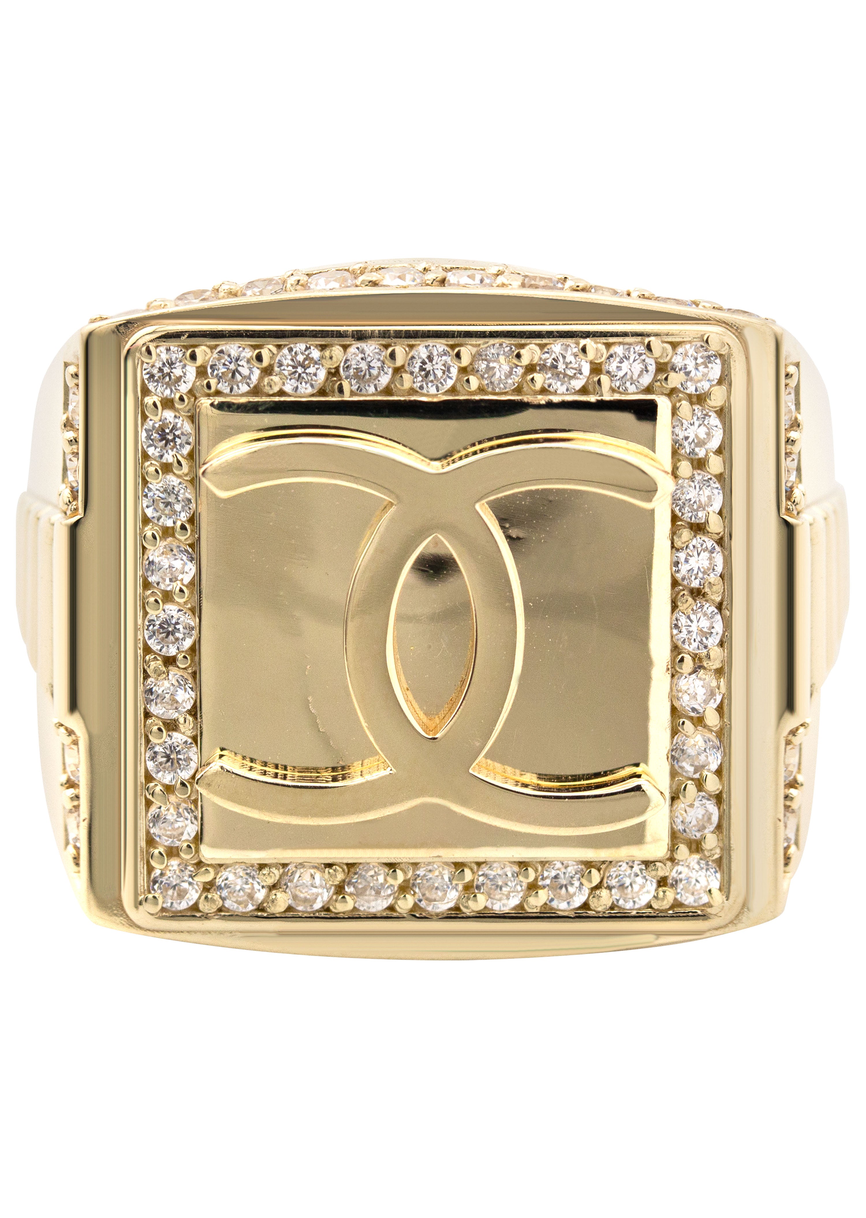 10K Gold Pinky Ring for Men - 6 Grams Solid Gold Pinky Ring with Cubic Zirconia - Perfect for Gifts, Weddings, and Everyday Wear