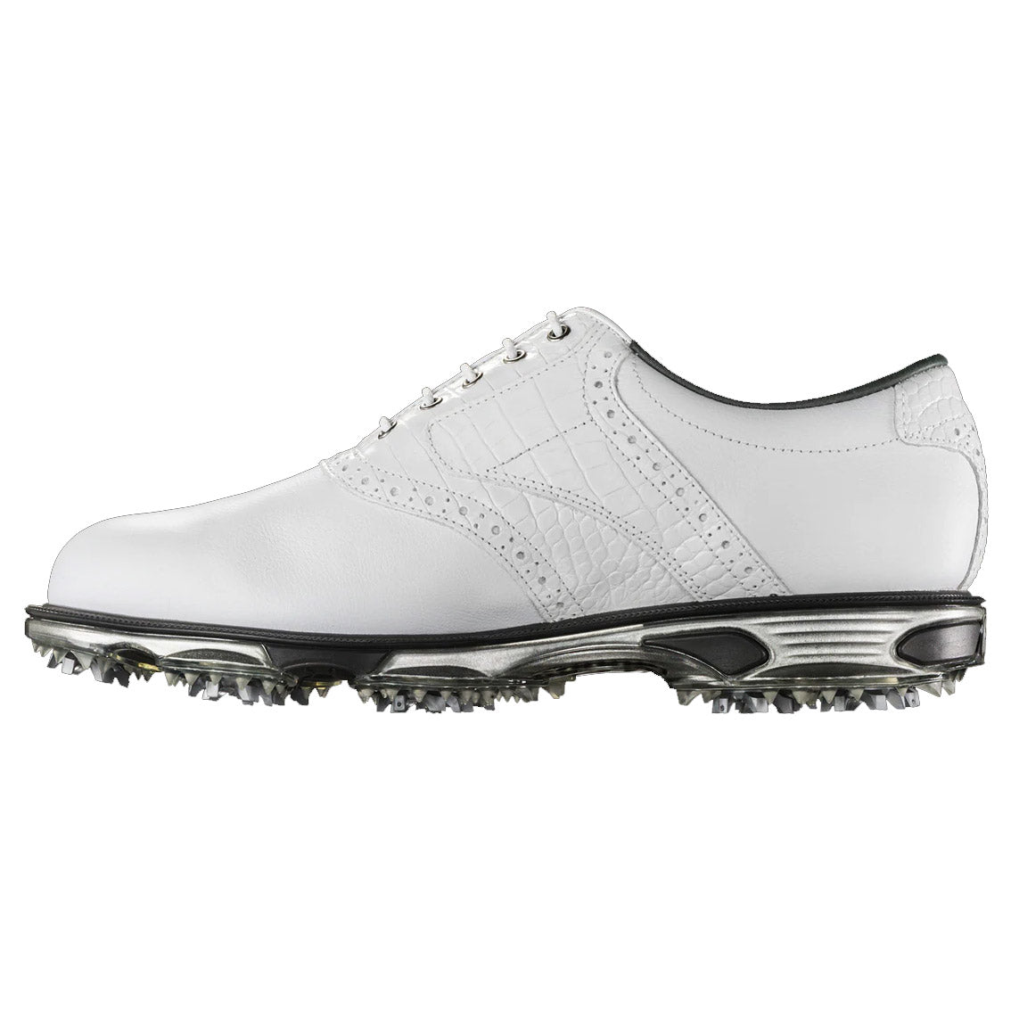 FootJoy DryJoys Tour White Men's Golf Shoes - Waterproof Spiked Golf Shoes for Men - Comfortable & Durable Golf Footwear for Professional & Casual Play on Course
