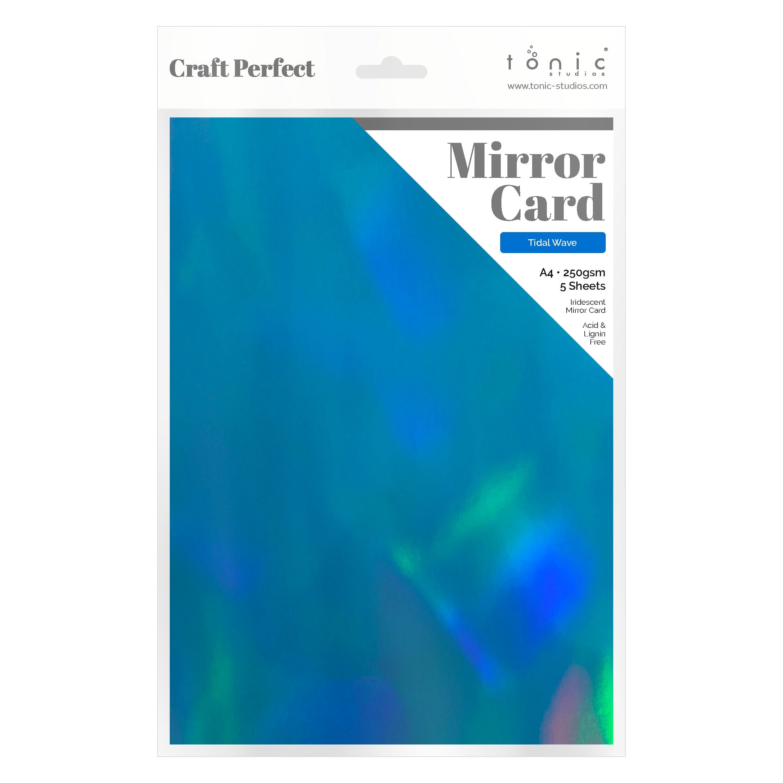 Iridescent Mirror Cardstock - A4 Size (5 Sheets/Pack) - Perfect for Scrapbooking, Card Making & DIY Crafts - Tidal Wave Design 9771E