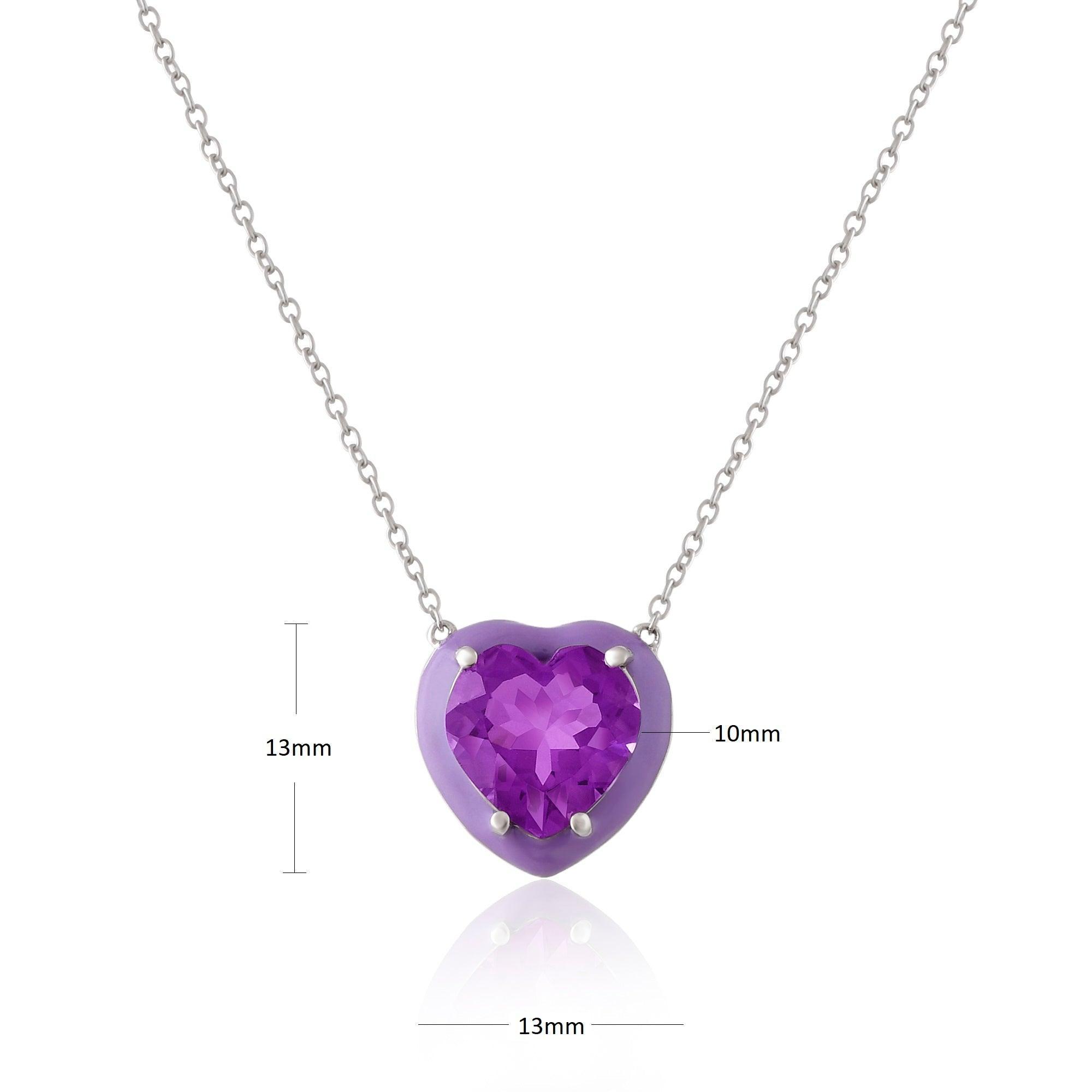 Natural Amethyst Heart Pendant Necklace for Women - Healing Crystal Jewelry Gift for Valentine's Day, Birthday & Anniversary - Elegant Purple Gemstone Necklace for Spiritual Protection & Positive Energy