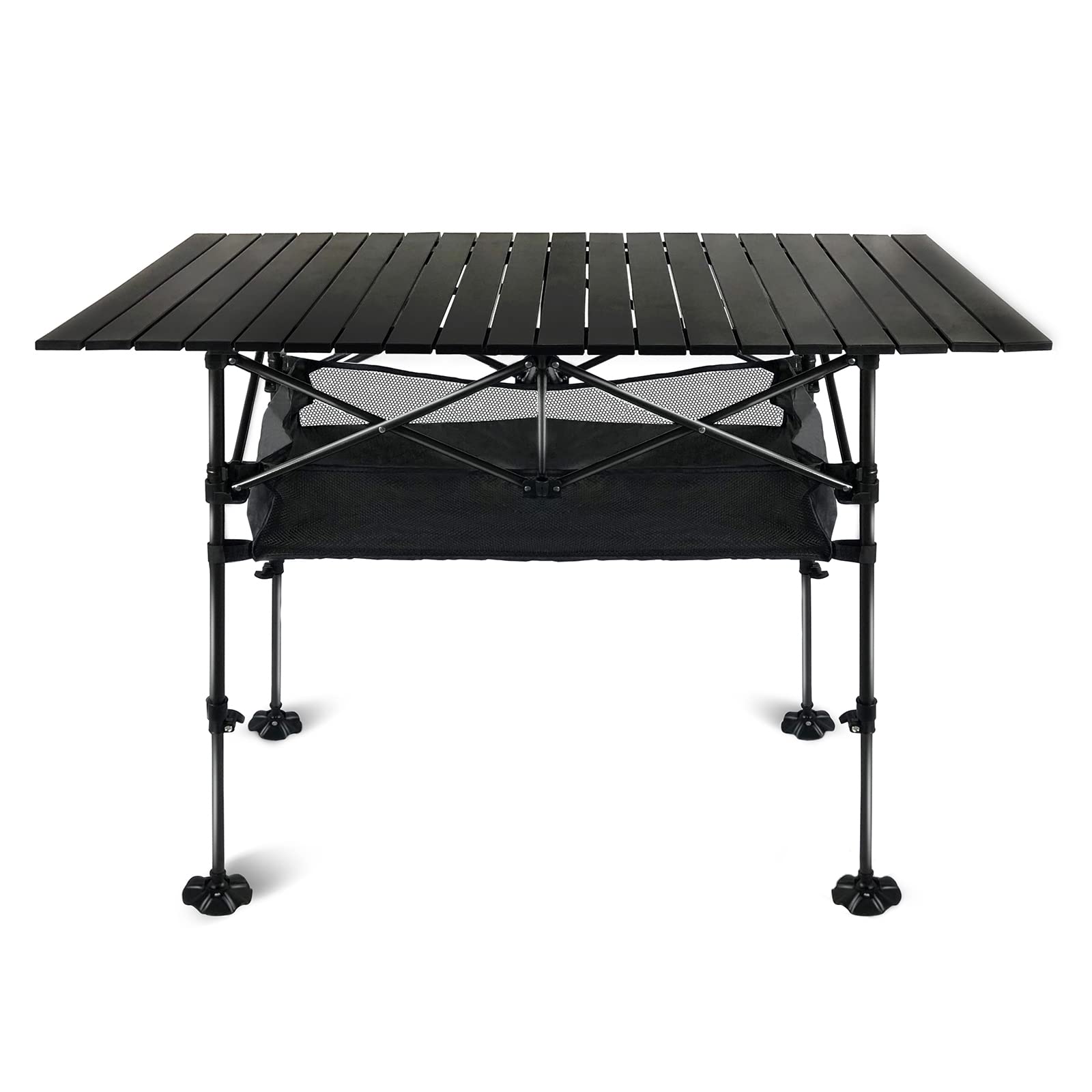 LEADALLWAY Adjustable Height Aluminum Camping Table - Folding Portable Outdoor Picnic Table with Large Storage Organizer & Carrying Bag (47